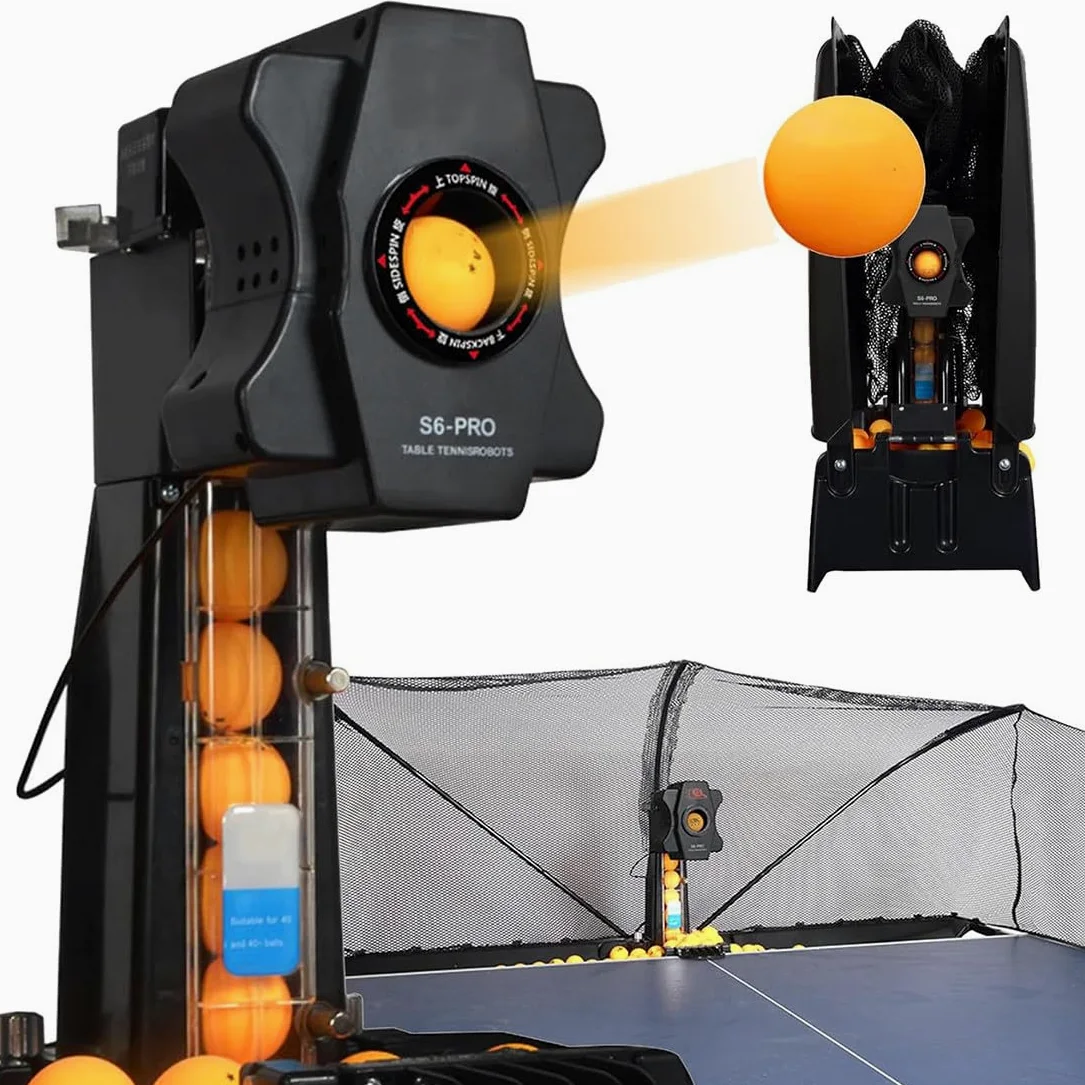 Robot de Tenis de Mesa S6-Pro Máquina de Pelotas de Ping Pong Entrenador Automático con 9 Pelotas Giratorias