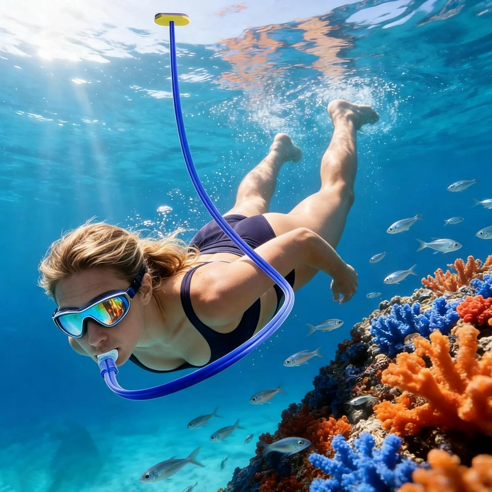 Tubo De Respiración De Snorkel Completamente Seco, Snorkel Extendido Cómodo | Con Cabezal Flotante, Ligero y Portátil, para Entrenamiento de Snorkel