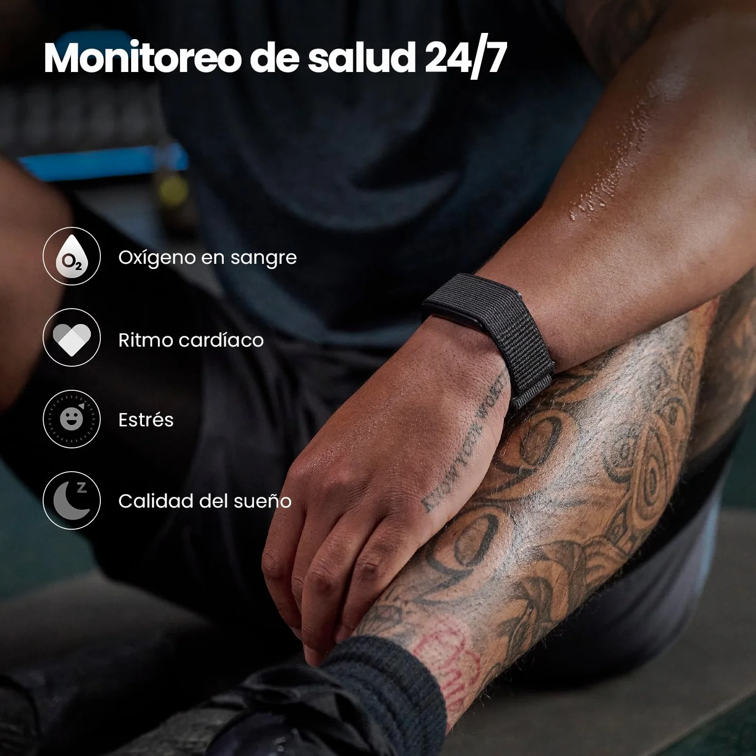 Amazfit Helio Strap Smart Band Monitor de Actividad 24/7, Ritmo Cardíaco, Sueño, Batería 10 Días, 50+ Deportes, Fuerza, Hyrox, Sin Suscripción, Android y iPhone