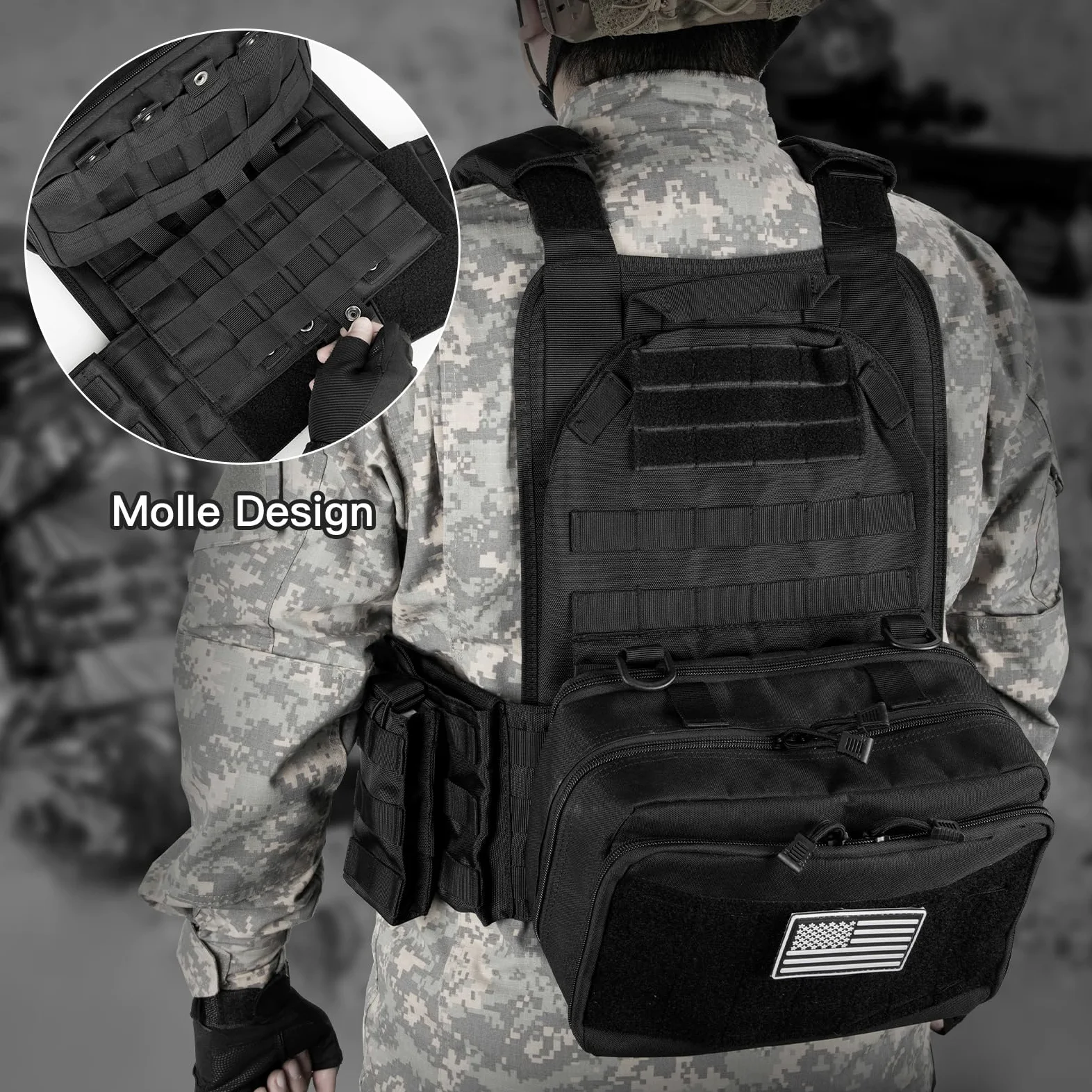 Jueachy Chaleco táctico magnético para hombre: liberación rápida con un botón de desmontaje ligero, sistema Molle para entrenamiento