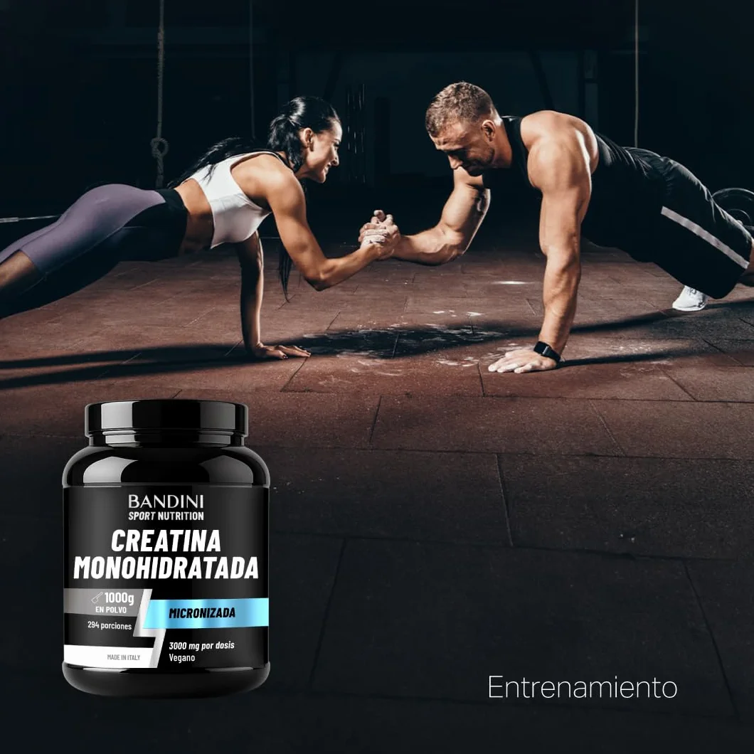 Bandini Creatina Monohidratada en Polvo 1kg Pura - Suplemento Deportivo sin Aditivos - 100% Vegano