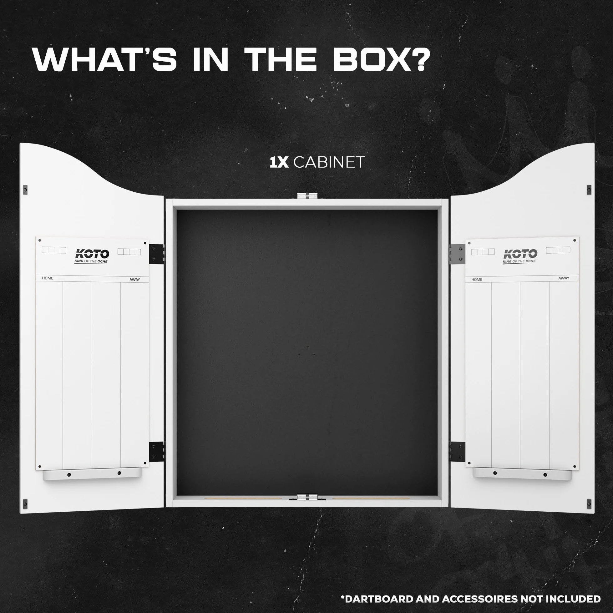 KOTO - Gabinete de Dardos Blanco Plain, Almacenamiento Práctico para Dardos en Casa, con Whiteboards para Llevar la Puntuación