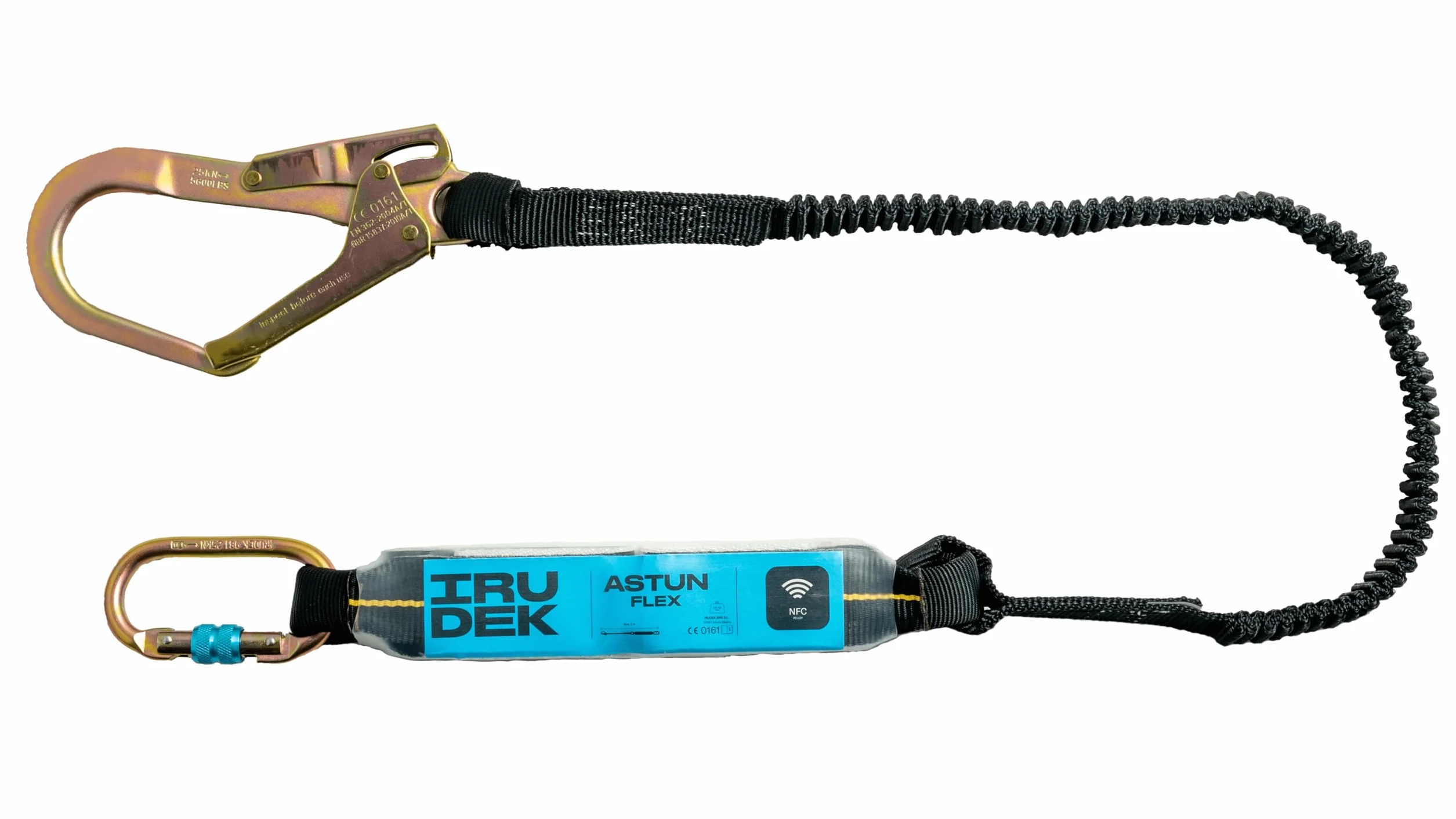 Irudek ASTUN Flex I 180HSS – Absorbedor de energía elástico 140-180 cm con Cinta de poliéster, Conectores de Acero Silverlight 1135 y 984, Chip NFC Ready, Impacto <6 kN, 140 kg, EN 355/VG11.062