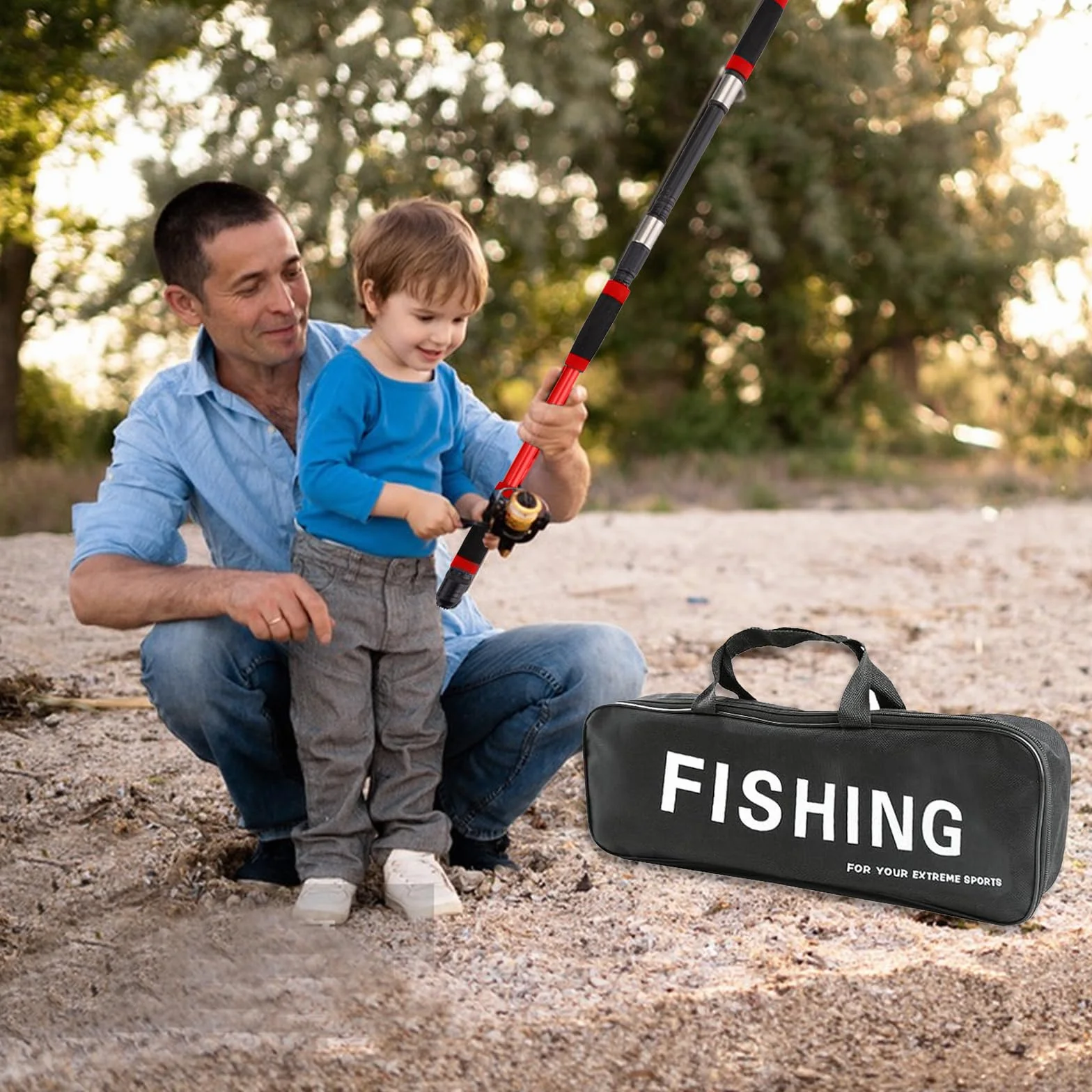 Juego de pesca para niños, 1,8 m, caña de pescar para niños, con carrete y juego de cebo, caña de pescar telescópica de fibra de carbono y carrete, accesorios para niños de 3 a 10 años