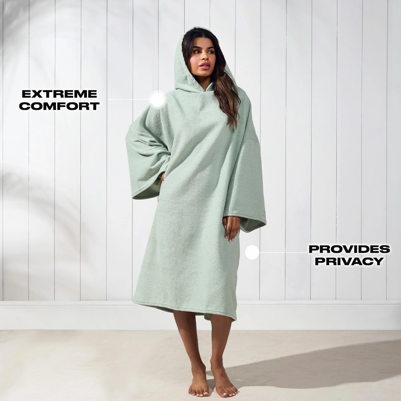 Brentfords Poncho de Toalla para Adultos, con Capucha, Grande, para baño, Surf, Playa, Absorbente, de Microfibra Seca, para Hombres y niños, de Secado rápido