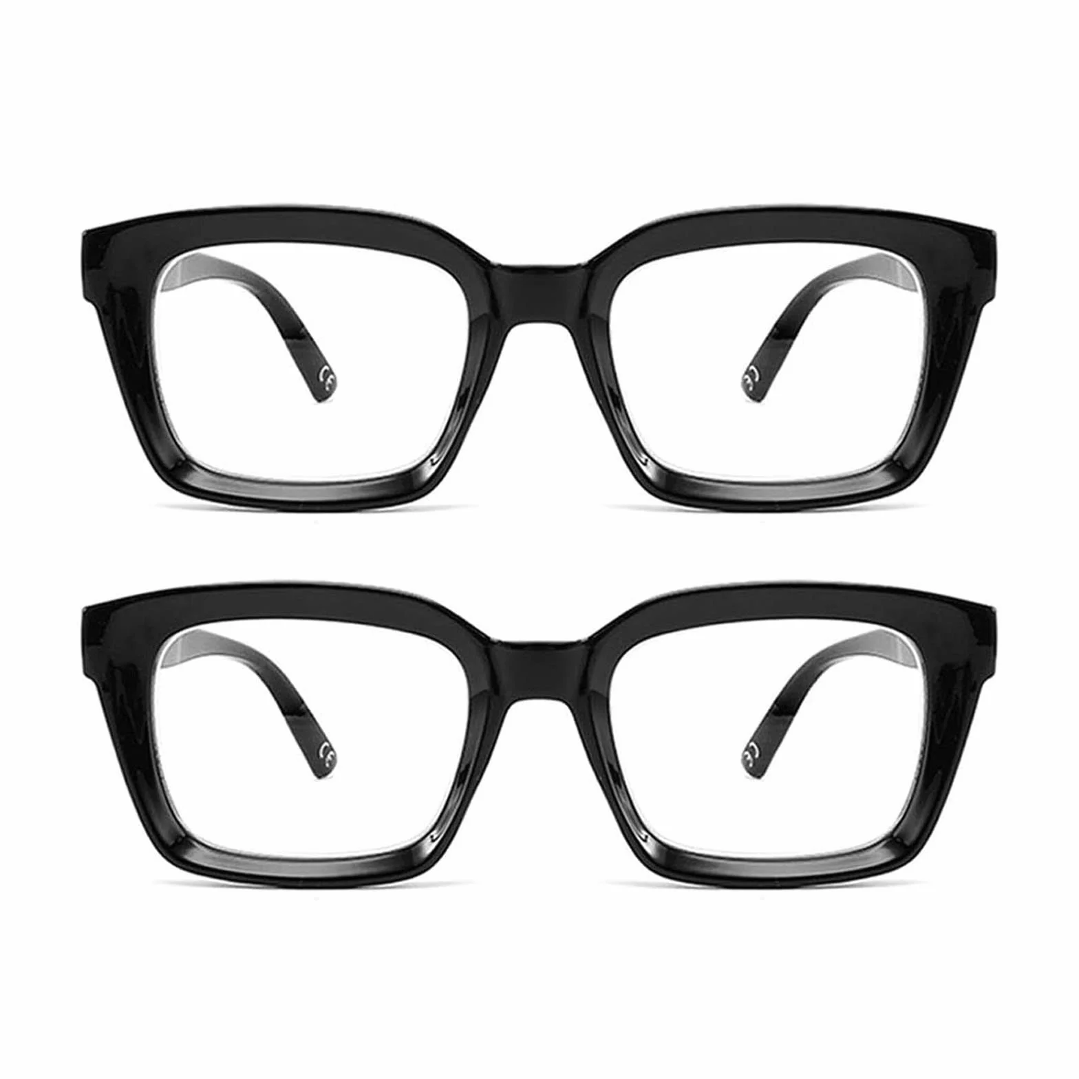 Hubeye Gafas de lectura cuadrados montura grande bisagra resorte anti luz azul Negro 2.50