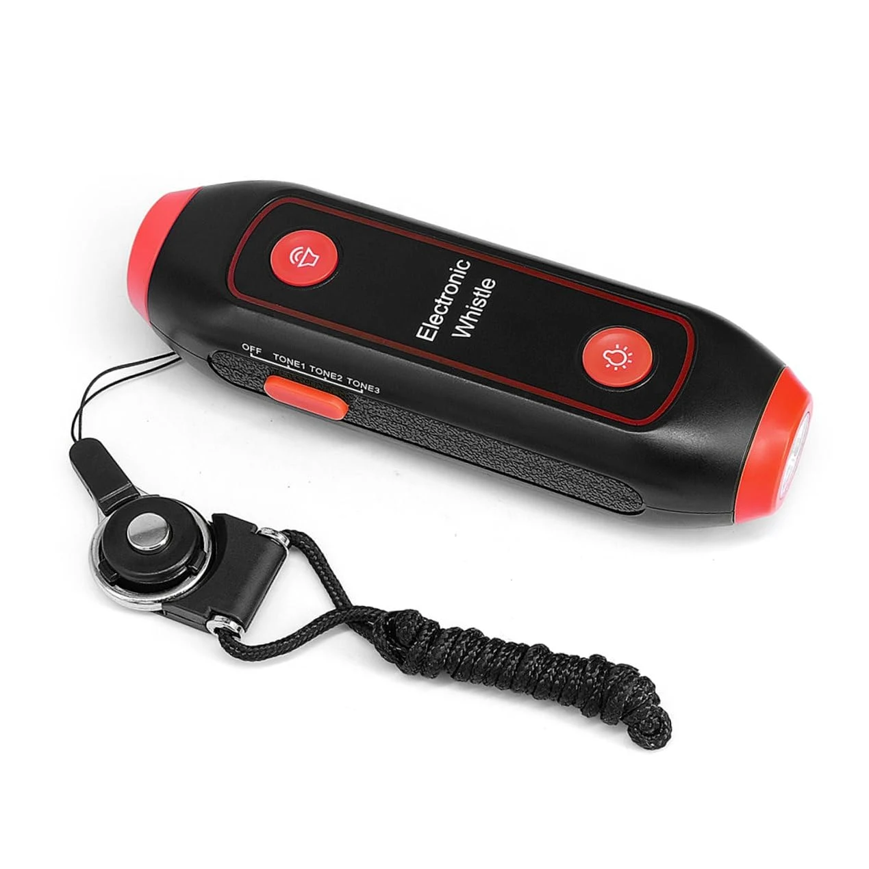 Cabilock Silbato Electrónico de Árbitro con Sos y Linterna, de Mano, con Cordón, 3 Tonos y 3 Niveles, Adecuado para Entrenadores