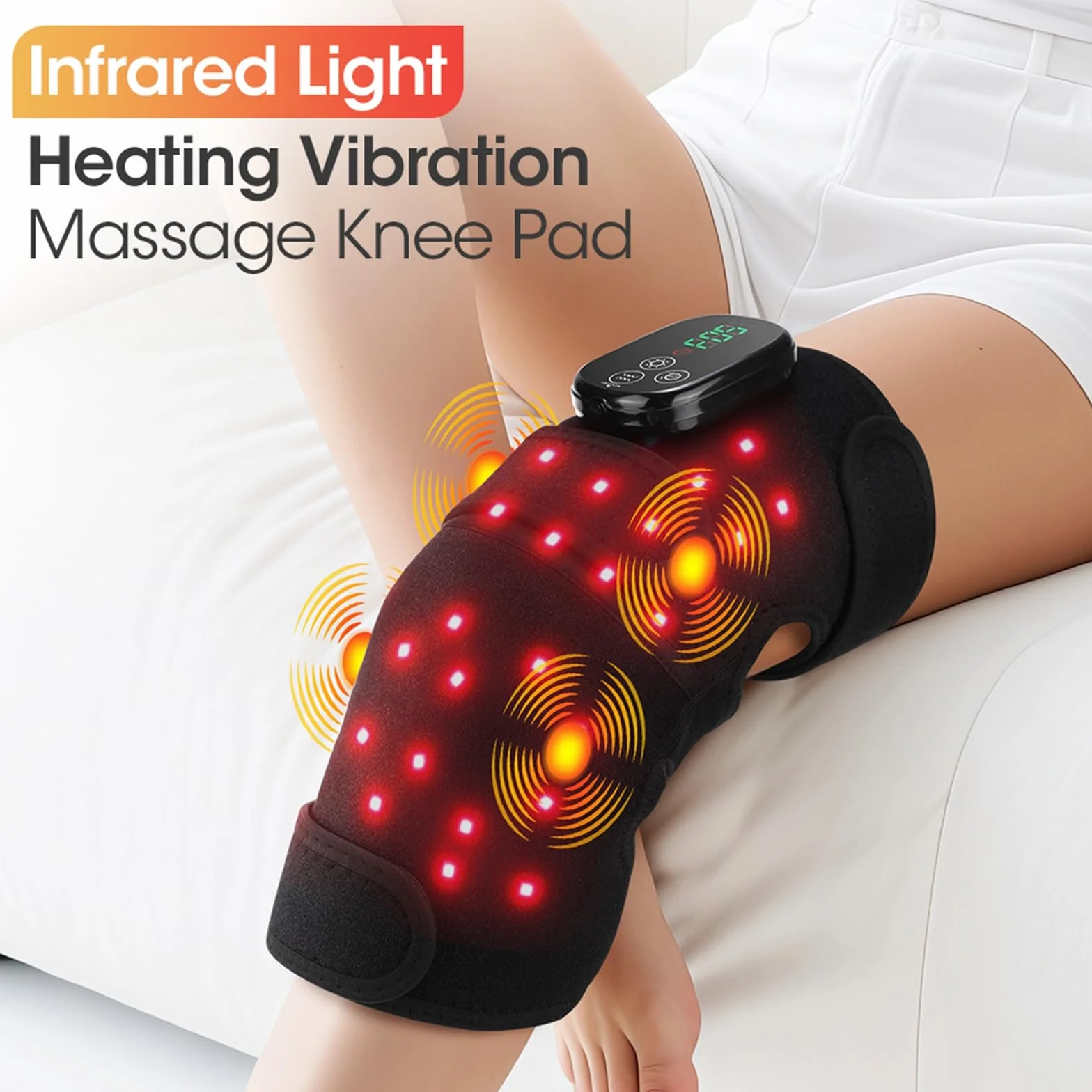 BestYiJo Masajeador de rodilla con 4 zonas de vibración, control inalámbrico recargable