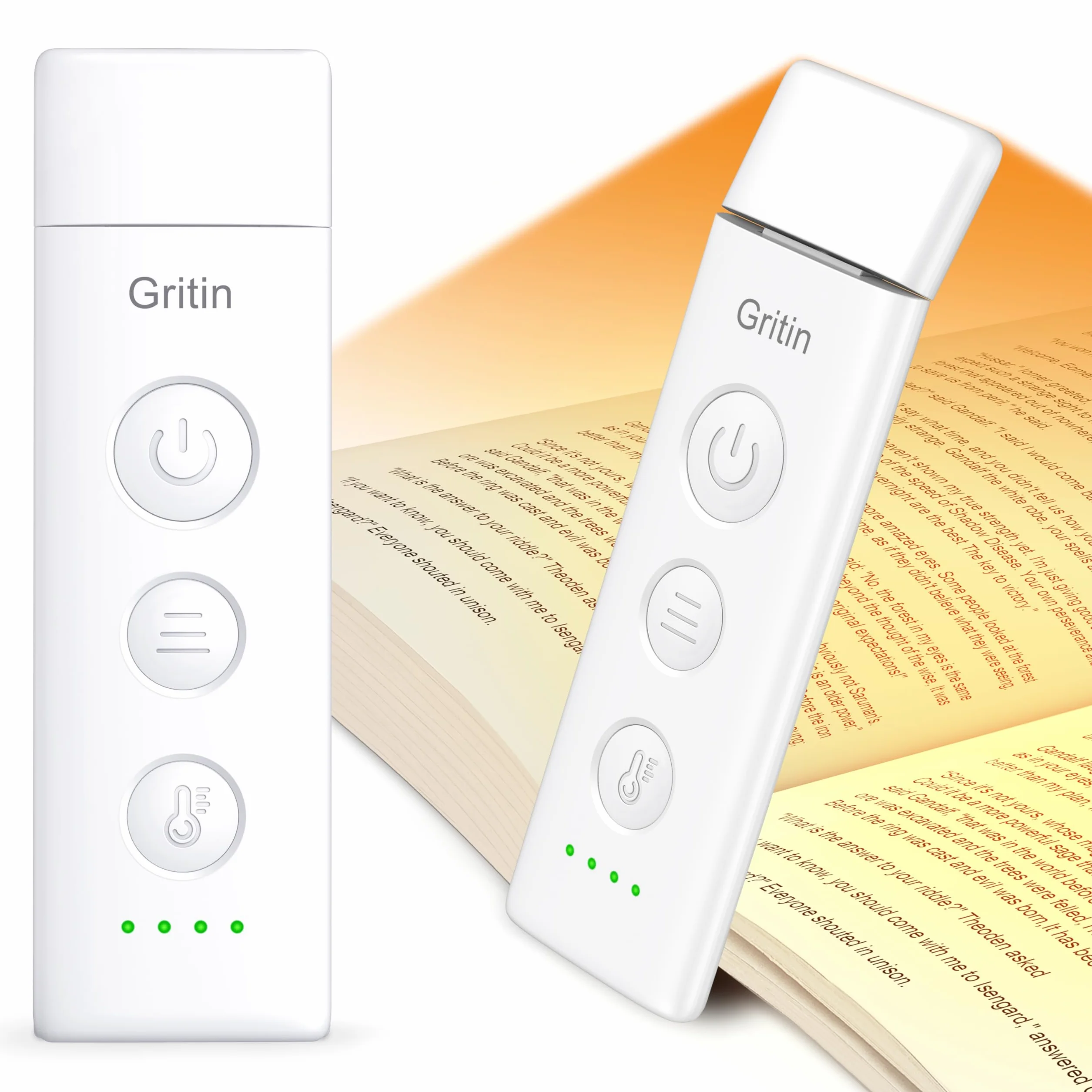 Gritin Lámpara de Lectura Recargable con Pinzas, 3 Colores Protección Ocular, 5 Brillos Ajustables