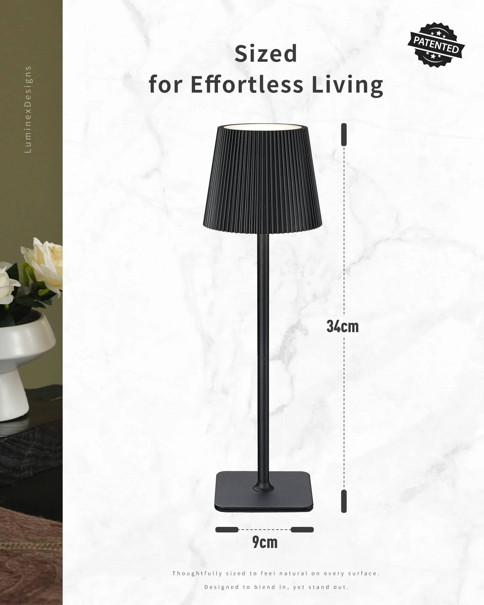 Lámpara de Mesa LED Inalámbrica 5200mAh Regulable IP54 Resistente al Agua Negro
