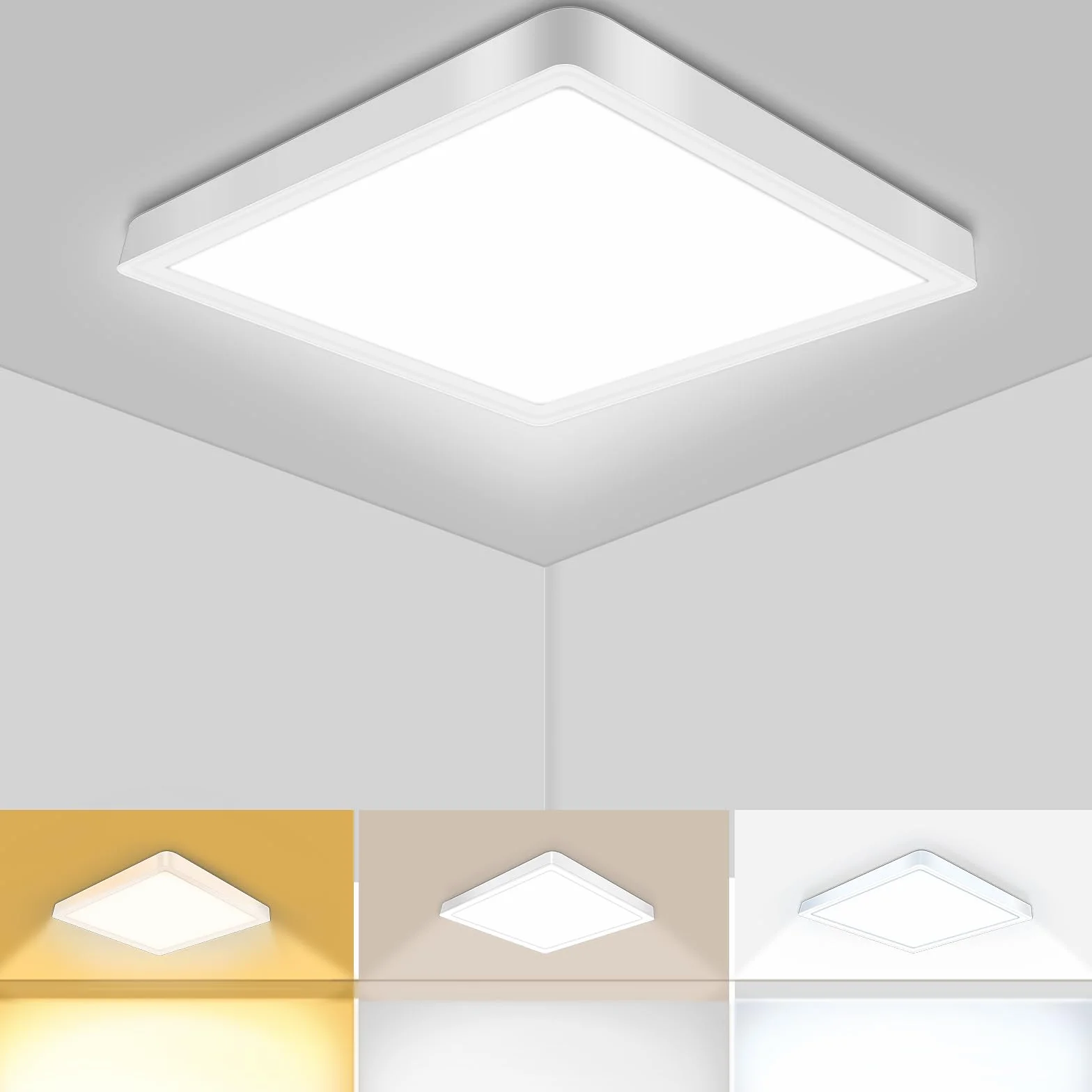 Lámpara de techo LED 20W 2400LM 3000K-6000K IP44 redonda impermeable para baño cocina dormitorio