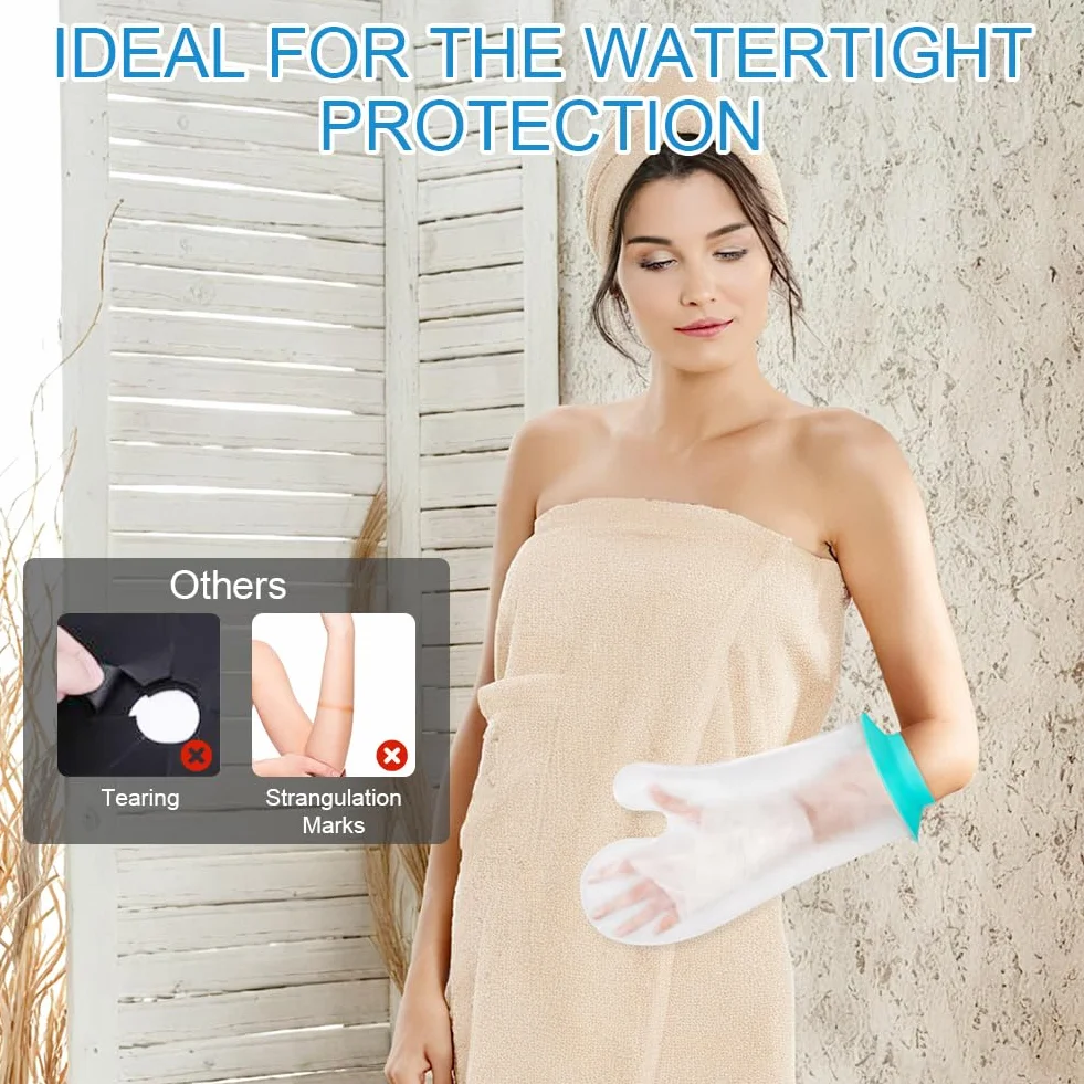 Protector Escayola Brazo Adulto Funda Impermeable Silicona Ducha Bolsa Hermetica Cubrir Vendajes Yeso Heridas Palma