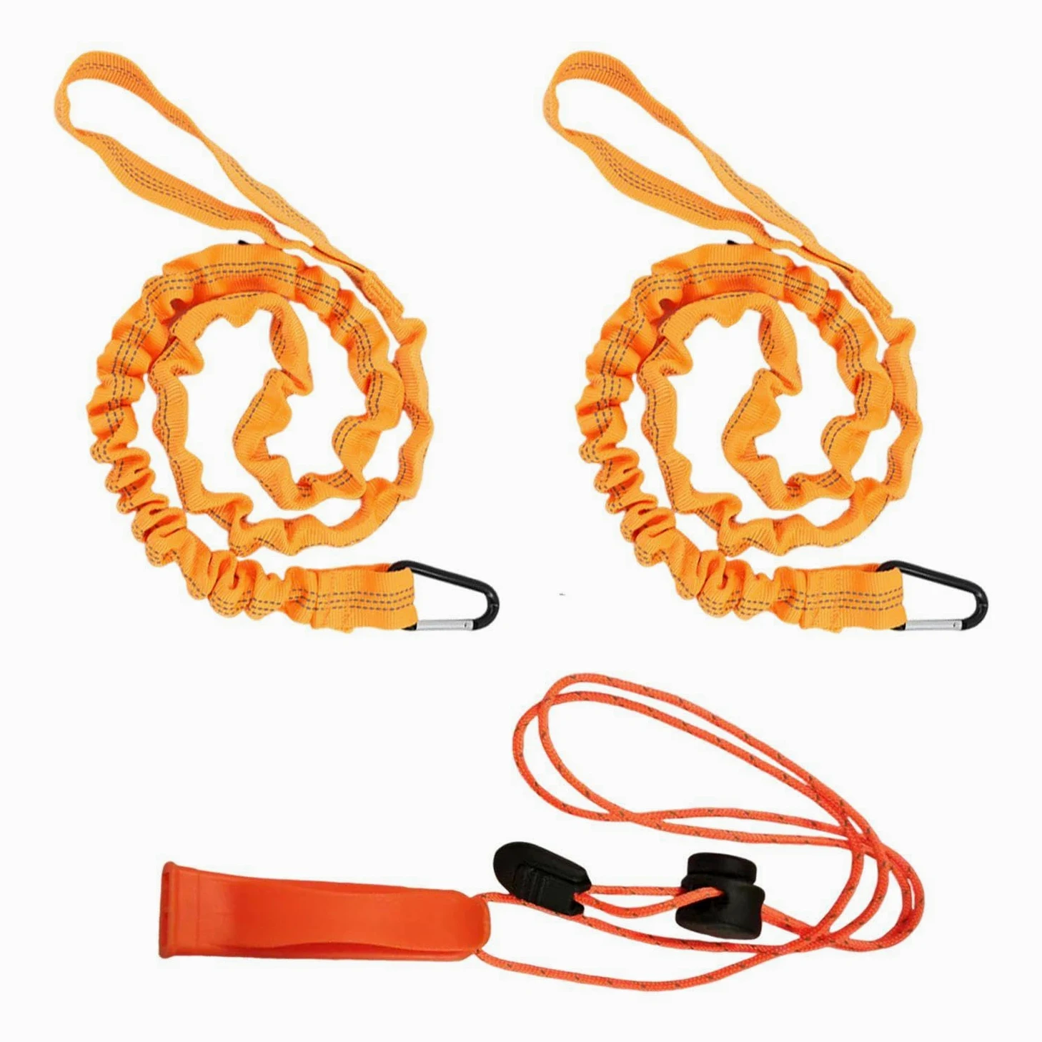 2 Piezas De Cuerdas De Remo, 1 Pieza De Silbato, Cuerda Elástica De Seguridad para Remo, Correa De Mango De Remo Antipérdida, Correa De Remo, Cuerda con Mosquetón, Accesorios De Remo