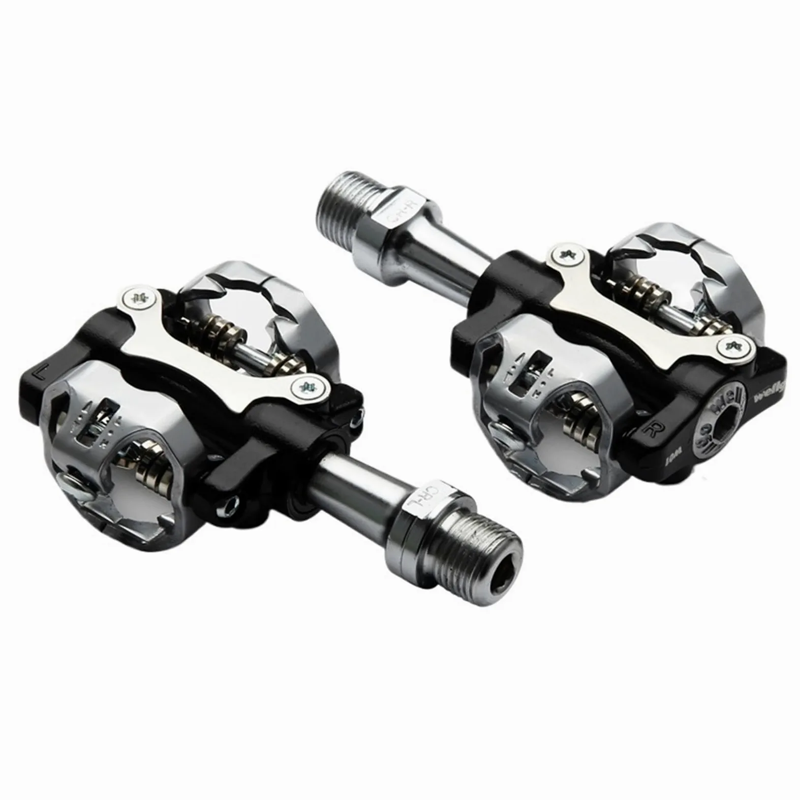 Genérico Compatible con Pedales de Bicicleta automáticos wellgo W01 - Pedales de aleación de Aluminio ultraligeros con Eje CR-MO de 9/16" con Tacos for Bicicletas MTB y Touring,Piezas