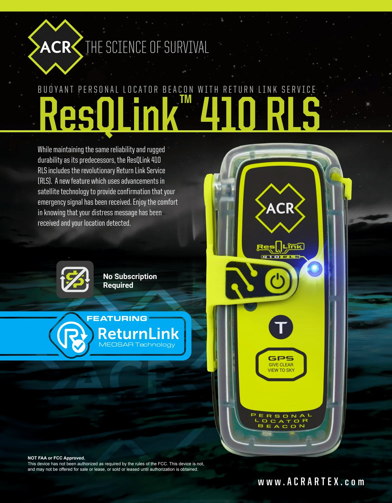 ACR ResQLink 410 RLS Kit de supervivencia de baliza de localización personal - 2331 (modelo: PLB-410)
