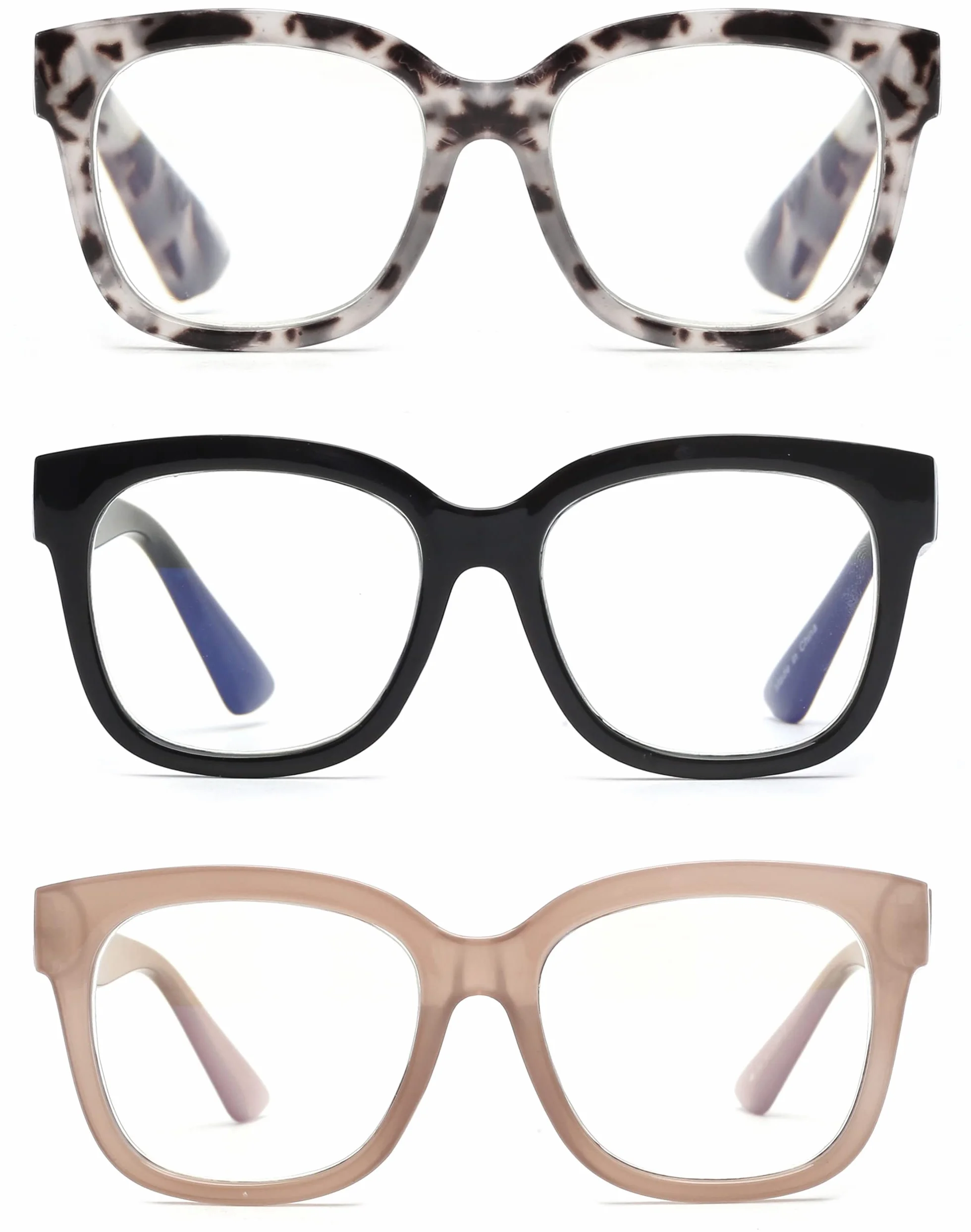 JM Gafas de Lectura Cuadrados Bloqueo Luz Azul Mujeres Hombres Paquete 3