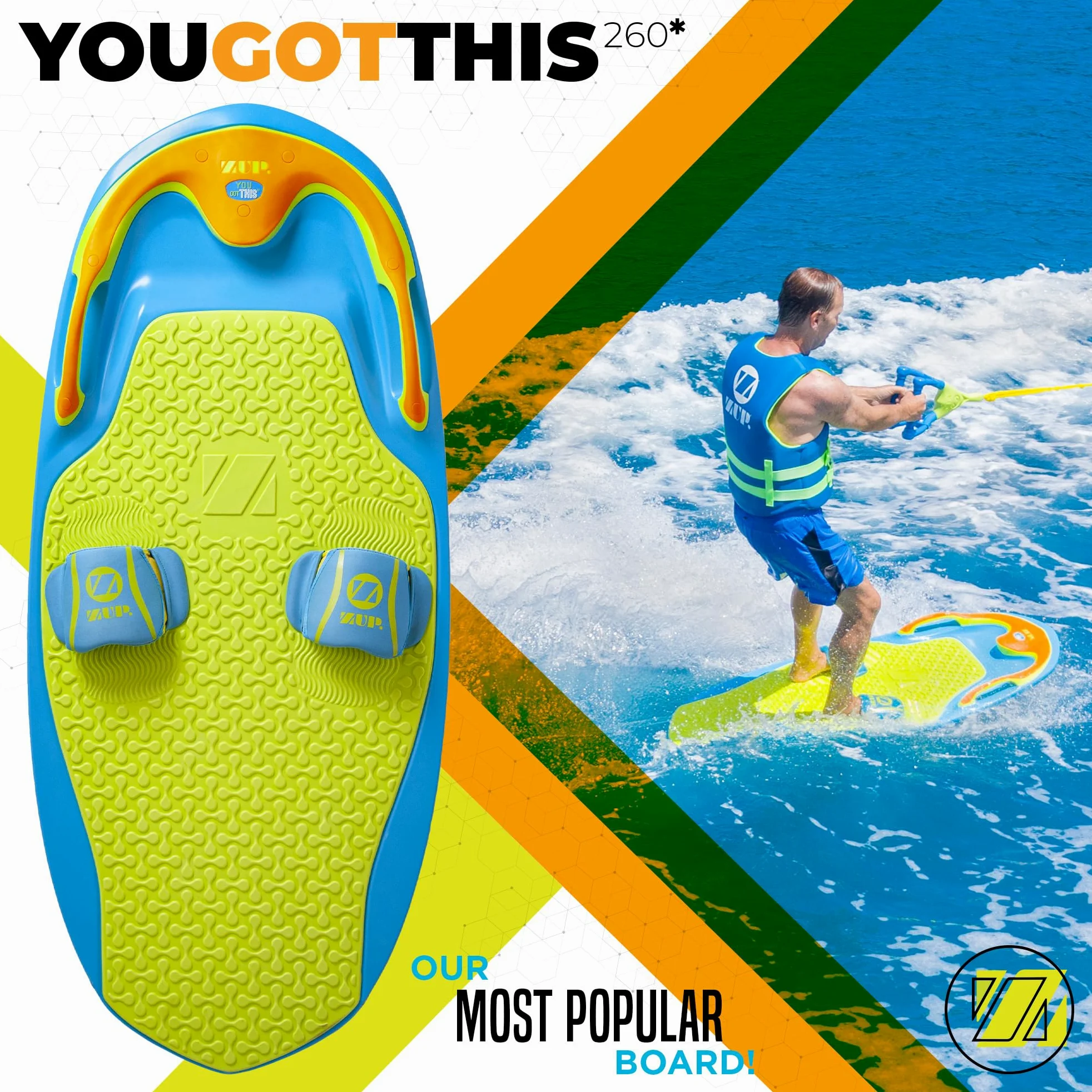ZUP You Got This 2.0 Board, All-in-One Kneeboard, Wakeboard, Wakeskate y Wakesurf Board para todas las edades, azul