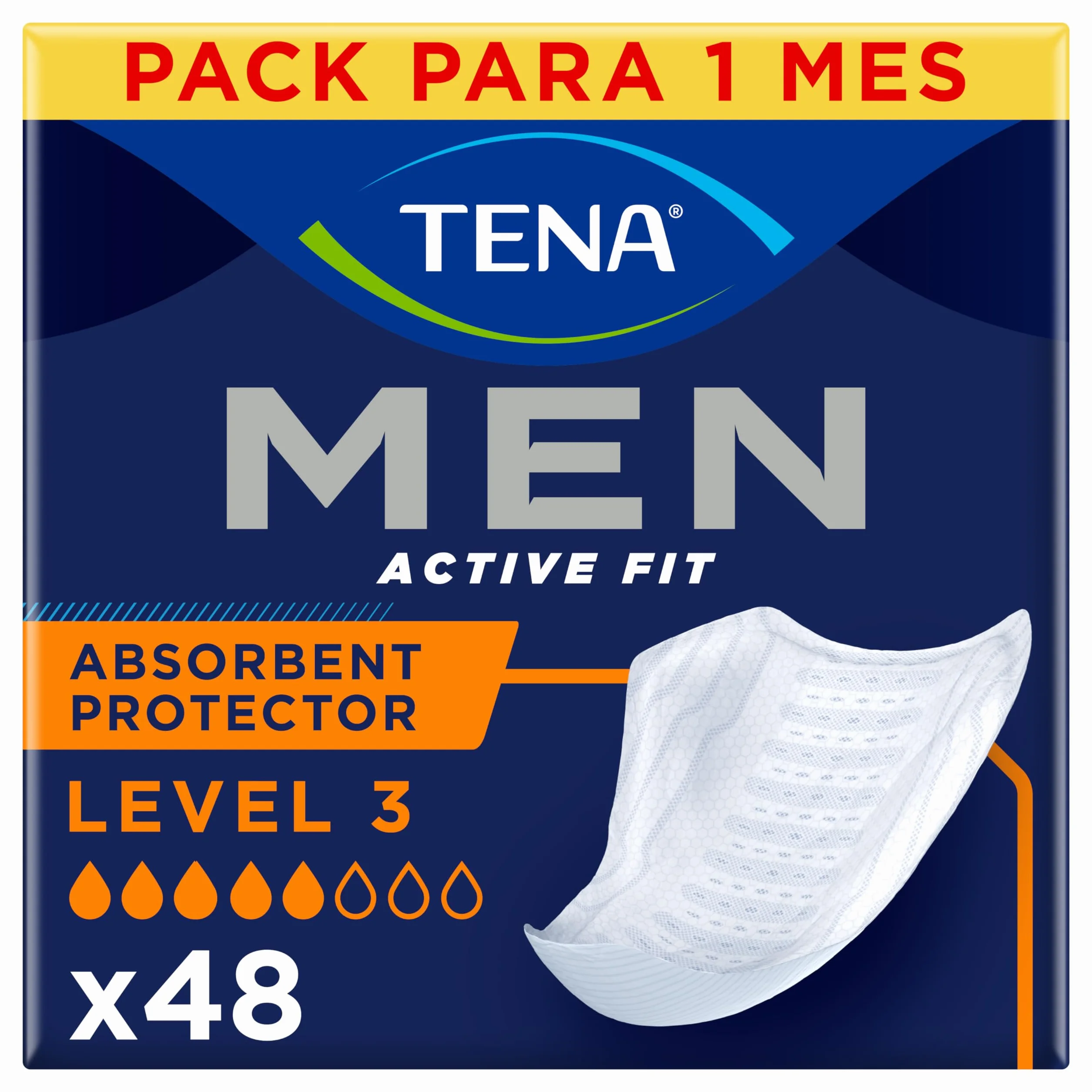 TENA Men Nivel 3 Compresa Protectora para Hombre Incontinencia Moderada 48 Unidades