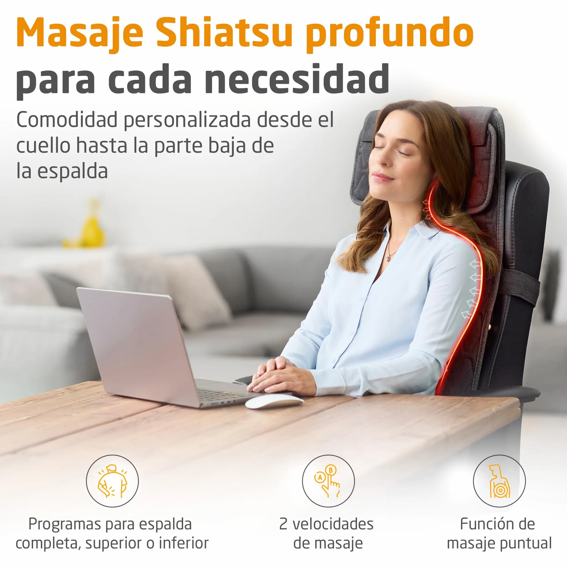 Medisana MC 700 Funda de Masaje Shiatsu, Masajeador Cervical y Espalda, Esterilla Extrafina con Calor
