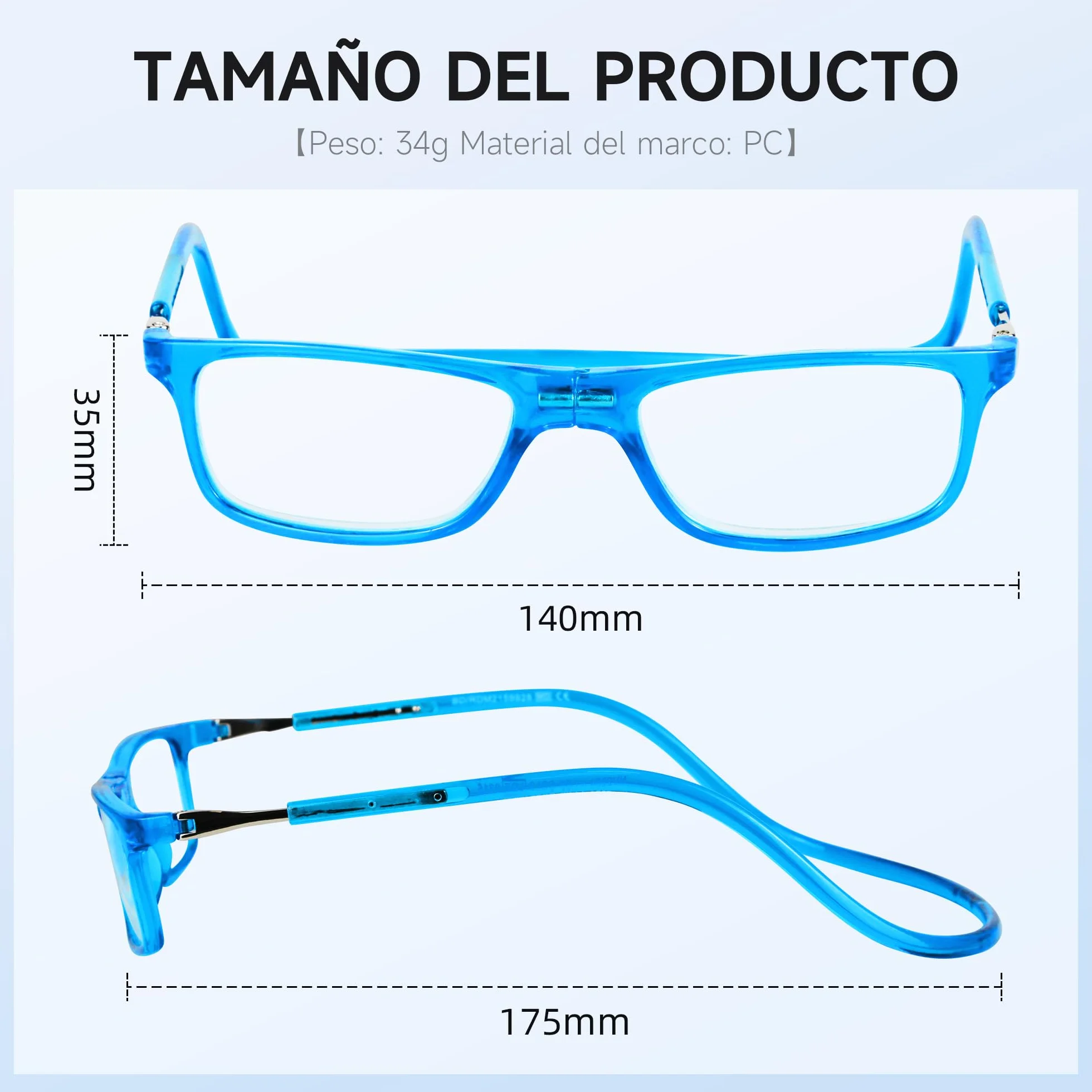 NEW VISION Gafas Presbicia Hombre 5 Pack, Cierre Imán, Longitud Ajustable, NV2904