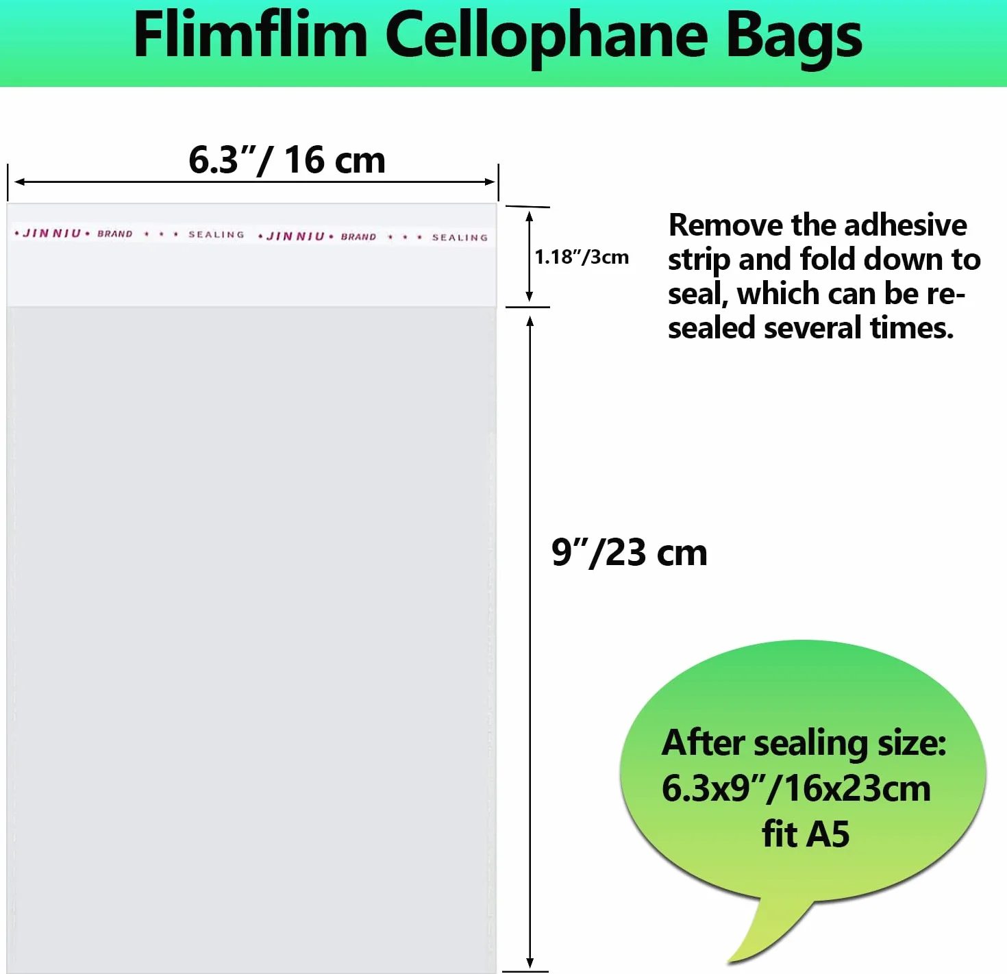 Flimflim Bolsas Celofán Transparente 16x23 cm 100pcs