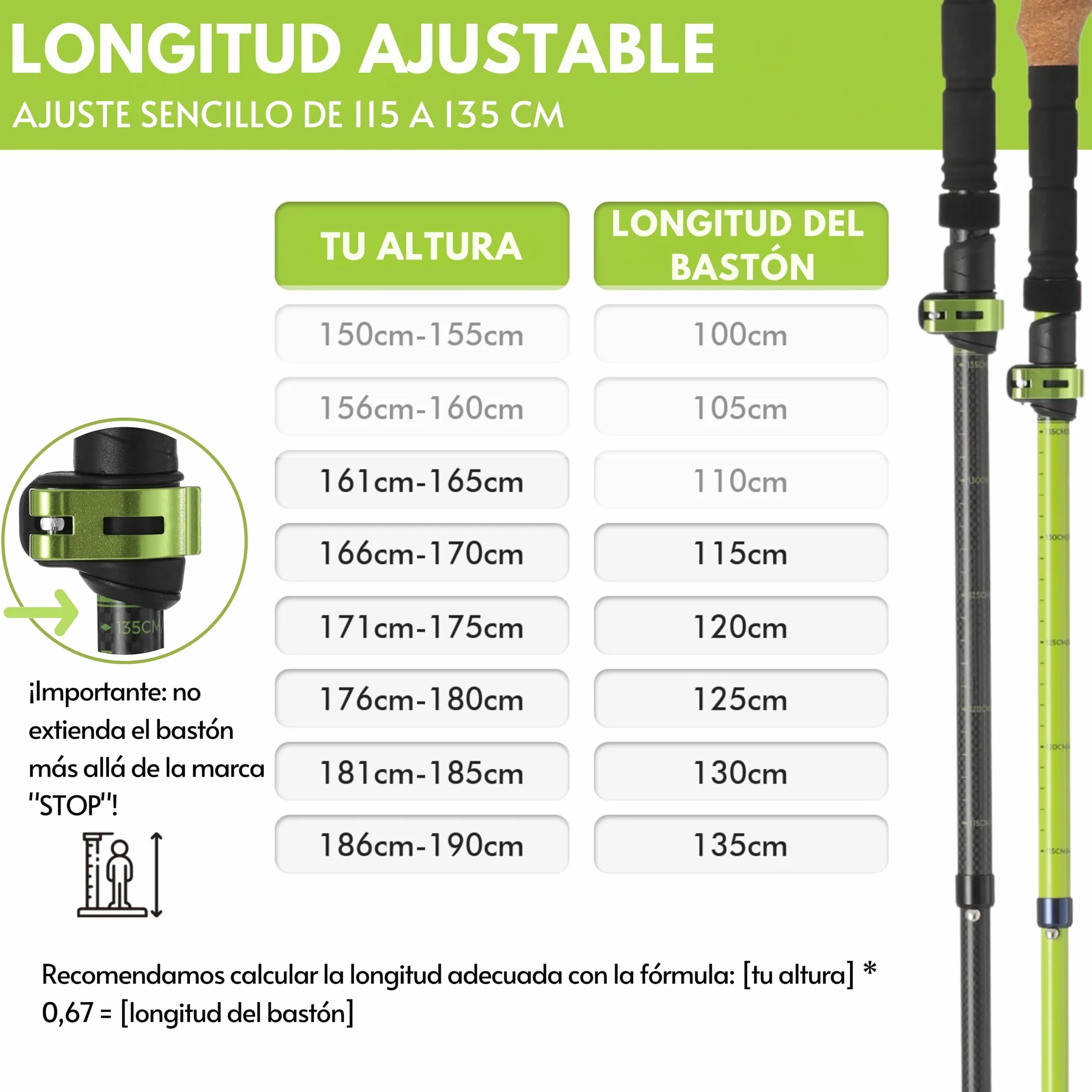 Bastones de Senderismo Plegables (35cm Plegados) - Carbono 3K o Aluminio 7075 - Telescópicos 115-135cm - Ultraligeros & Compactos - Mango de Corcho - Hombre & Mujer