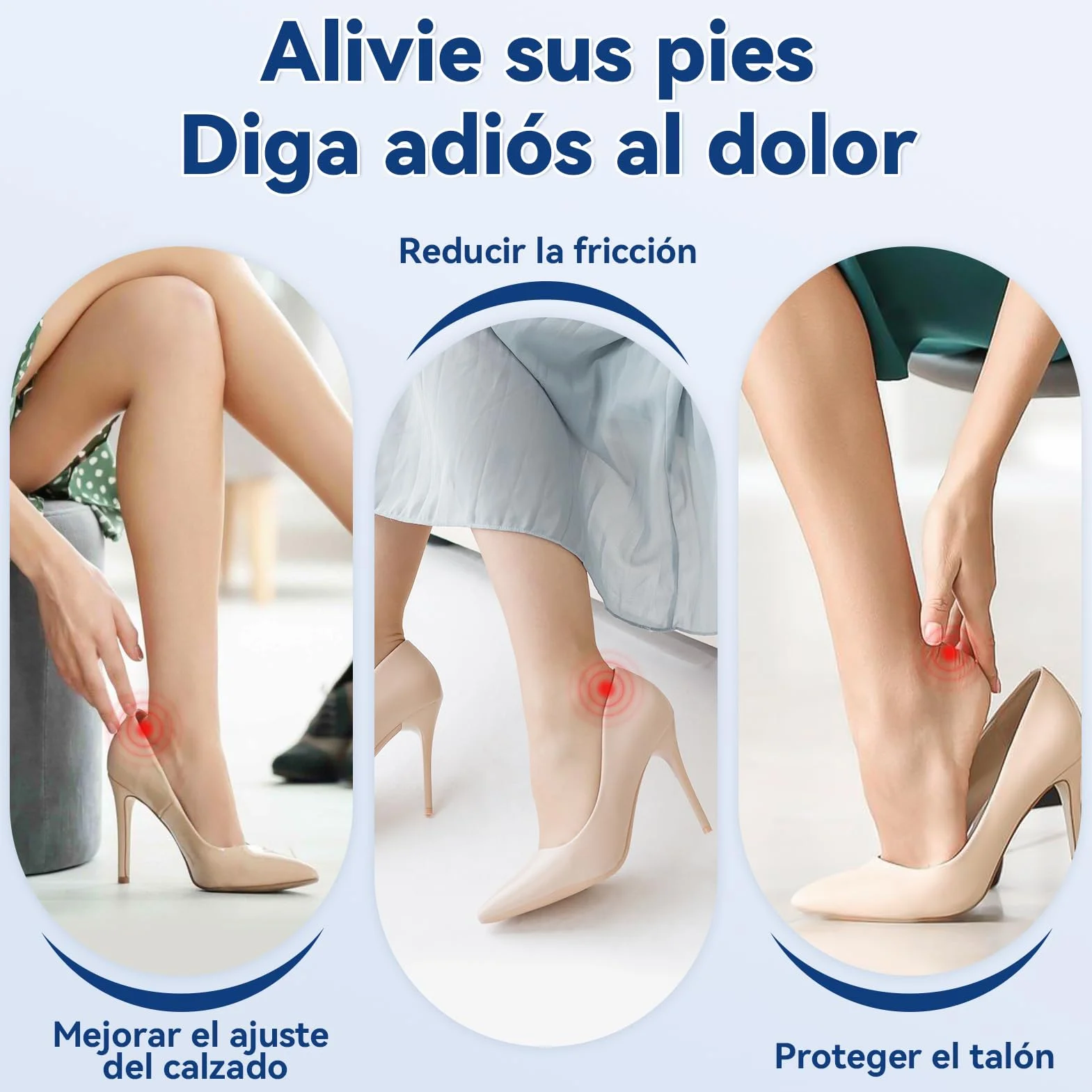 Almohadillas autoadhesivas para el talón, 3 pares, antideslizantes para zapatos sueltos y tacón alto