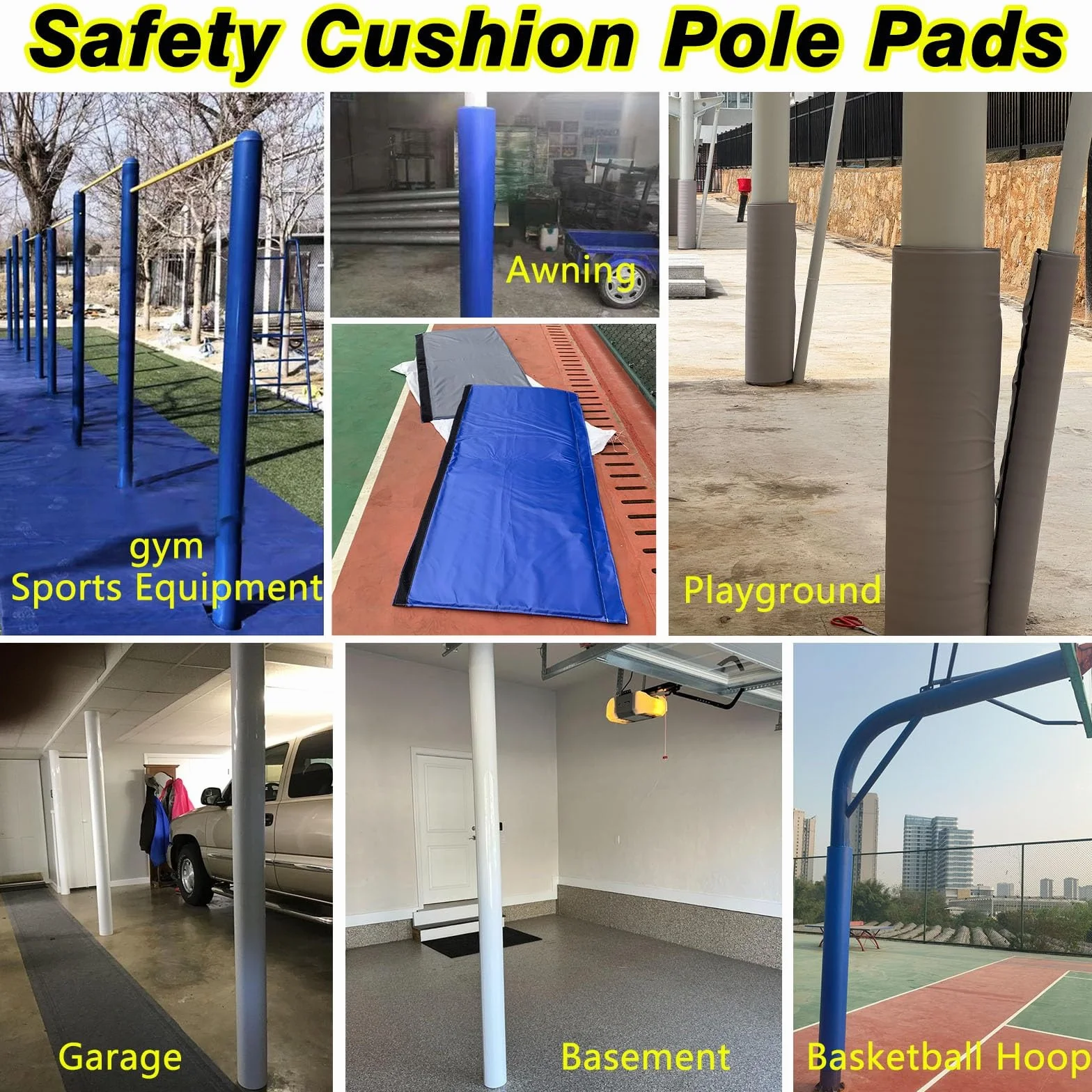 Protector para Poste de Baloncesto, Acolchado para Poste de 70", cojín de Seguridad para Todo Tipo de Clima para Equipos Deportivos de Gimnasio y Parques Infantiles, Almohadilla de Bloqueo d