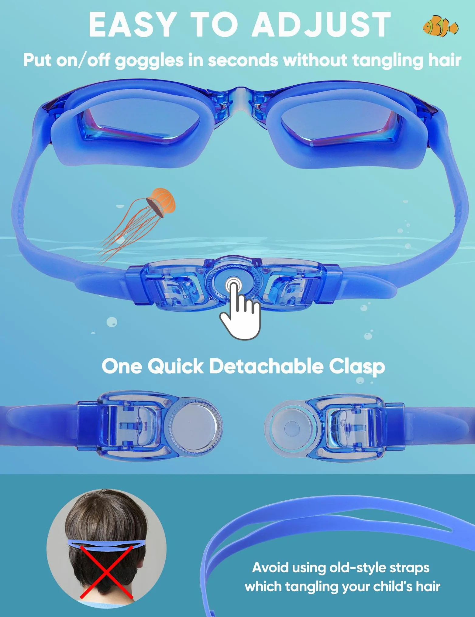 Paquete de 2 gafas de natación para niños, gafas de natación para niños y jóvenes de 3-8/6-14, gafas de piscina antivaho para niños y niñas