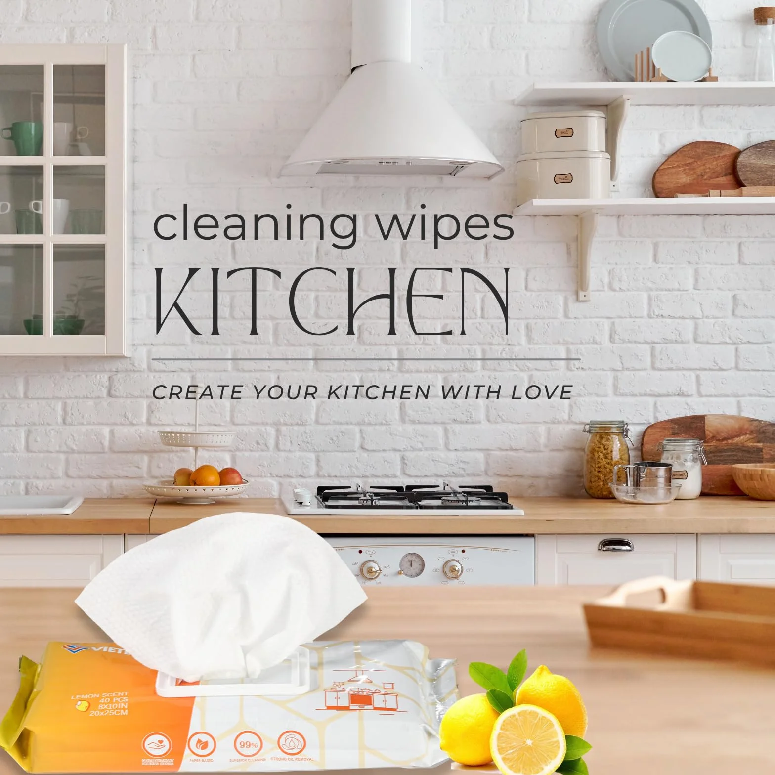 VIETDAI Toallitas Limpieza Cocina 160 Unidades Toallita Grande Gruesa Desengrasante para Estufa Horno Campana