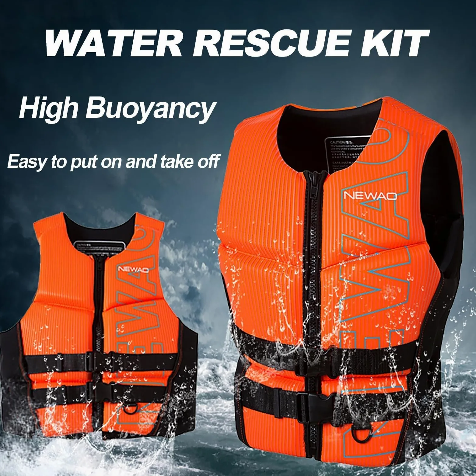 Chaleco de Kayak Premium con Cremallera Ajustable y Cinturón | Chaleco de Kayak PFD for Navegación, Pesca, Surf, Deportes Acuáticos for Adultos y Niños