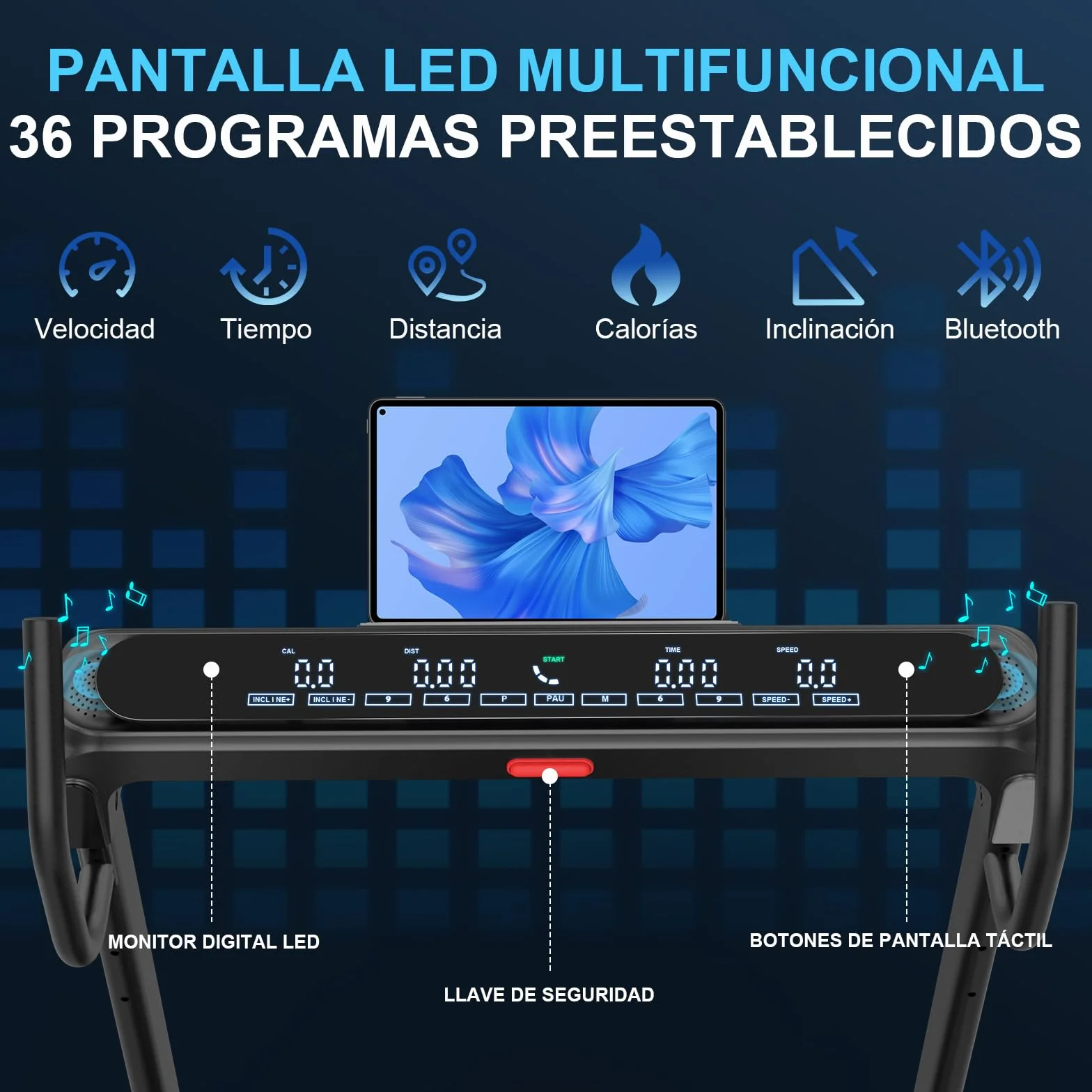 Cinta de Correr Plegable Profesional con App, Motor 7 CV 18 km/h, Inclinación Automática 20 Niveles, Máquina de Correr para Gimnasio en Casa, Carga 180 kg, Bluetooth, Silenciosa, Pantalla LED