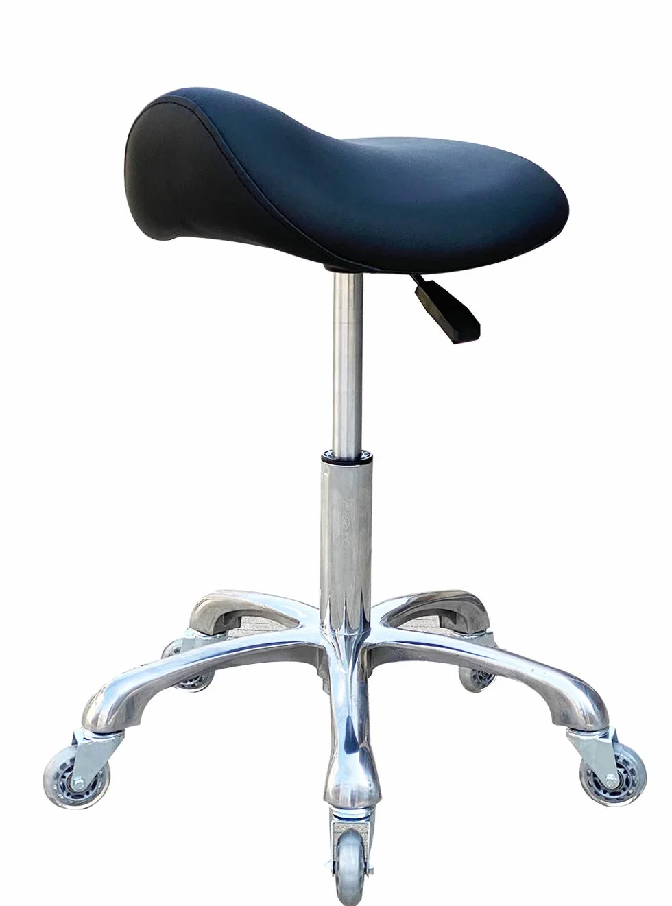 Taburete profesional giratorio con ruedas de altura ajustable ergonómico negro para clínica dentista