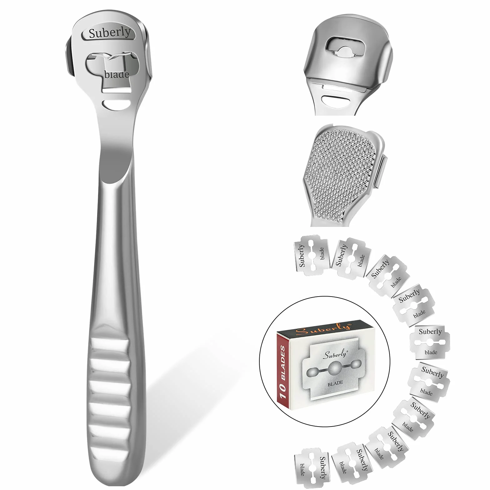 URAQT Eliminador de Callos y Callosidades, Raspador de Pies con 10 Cuchillas, Acero Inoxidable