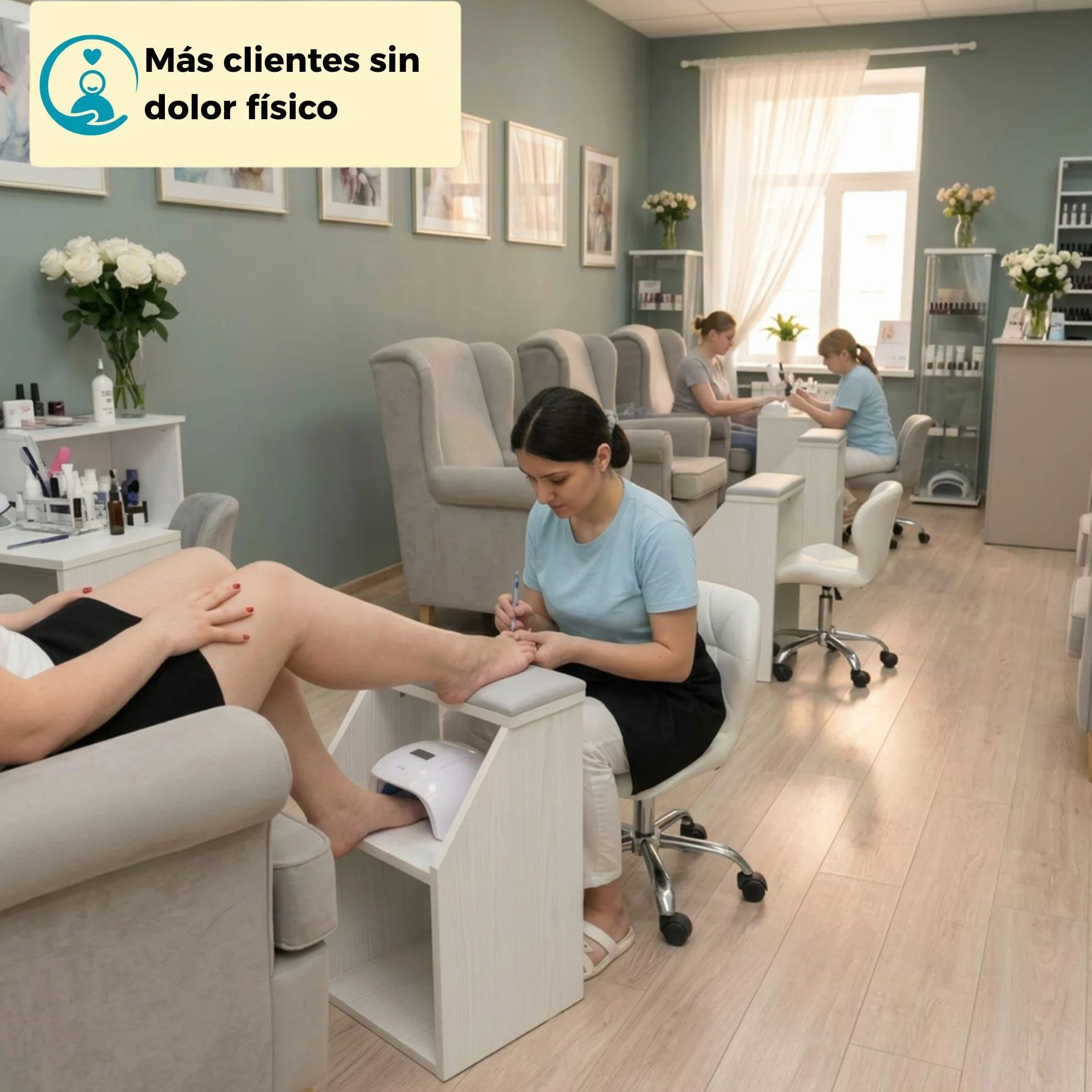 Reposapiés Pedicura Profesional Soporte Ergonómico Antideslizante Fabricado en España Gris