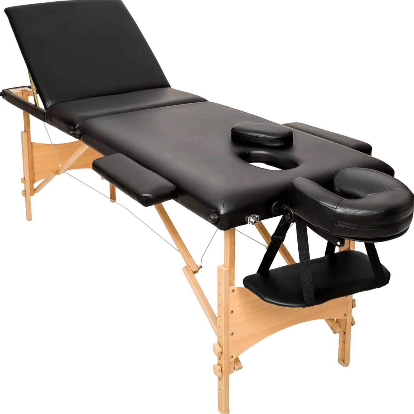 Tectake Camilla Masaje Plegable de Aluminio Profesional para Fisioterapia, Altura Ajustable, 3 Zonas, con Bolsa Transporte - Negro
