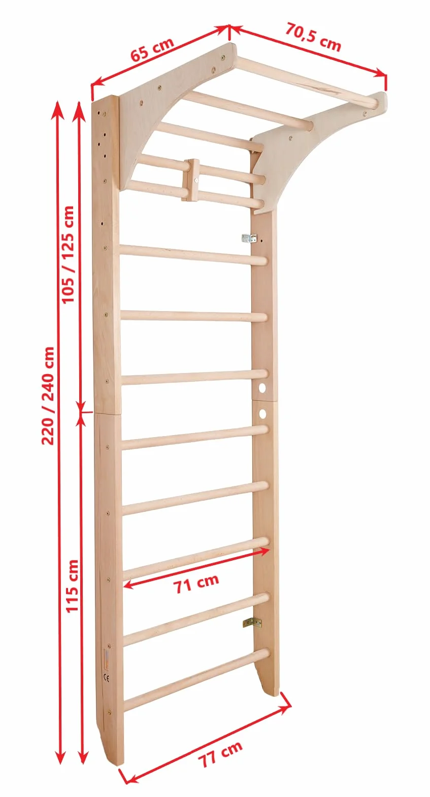 Espaldera de Gimnasio Kombi-1-220 Escalera Sueca de Madera para Niños y Adultos