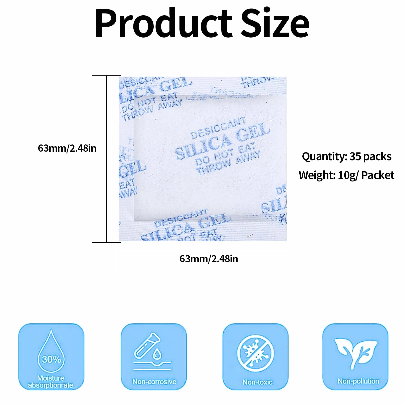 Bolsas Desecantes Absorbente de Humedad, 10g Bolsas de Gel de Sílice para Ropa, Cajones, Zapatos, Armarios