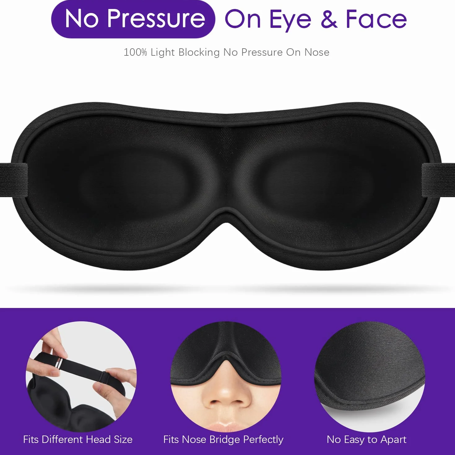 Antifaz para Dormir 3D Sin Presión Ocular, Mascarilla Ultra Suave Hombre Mujer