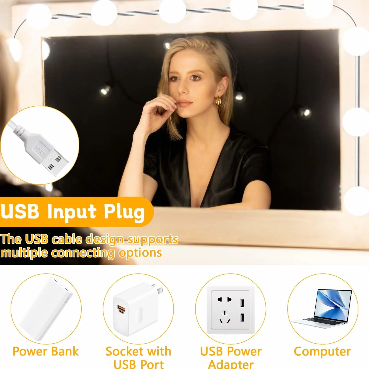 Auauraintt LED para espejo luces Hollywood regulables 3 colores lámpara de maquillaje ropa vestidor baño