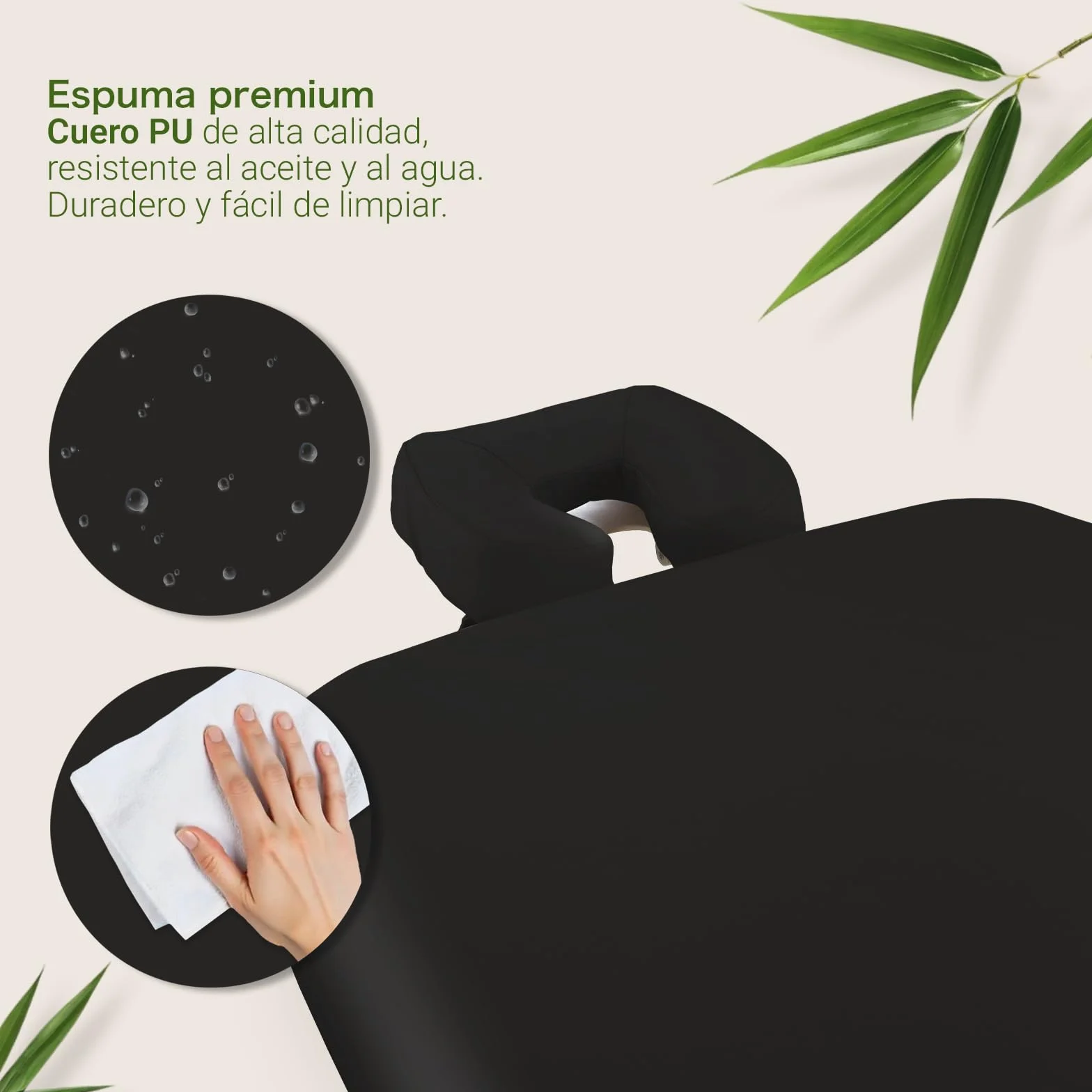 MASSUNDA Camilla Masaje Móvil Confort Deluxe Regulable en Altura Madera Maciza con Reposacabezas Ergonómico Negro