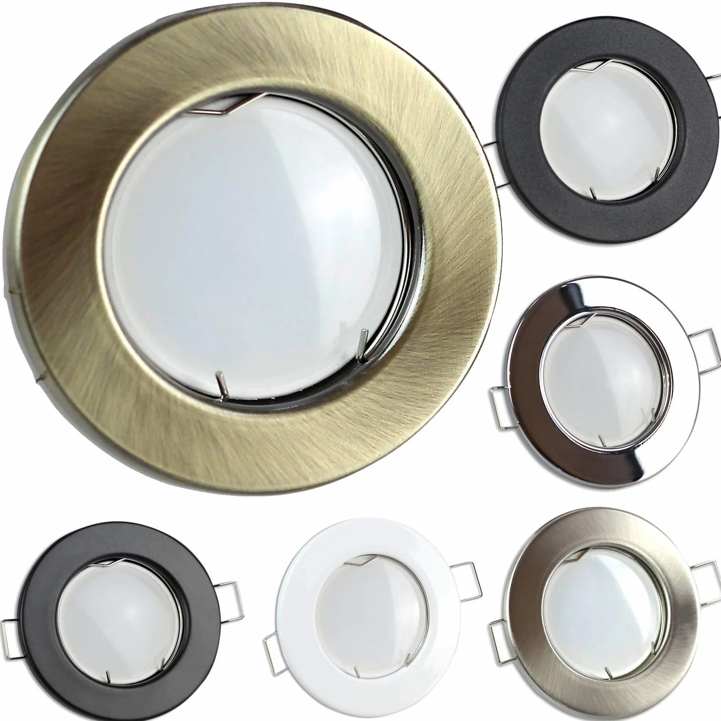 Foco empotrado LED redondo latón oro 5W 12V blanco frío MR16 60mm
