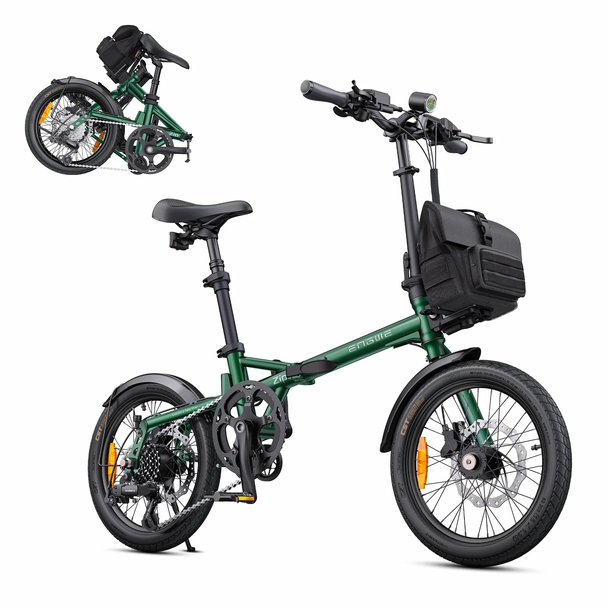 ENGWE Zip Bicicleta Eléctrica Plegable, Bici Electrica Urbana Ligera de 16,9 kg, Autonomía de 120 km (Pas 1), Batería extraíble de 36 V y 10 Ah, Motor de 250 W, Sensor de par y Frenos hidráulicos