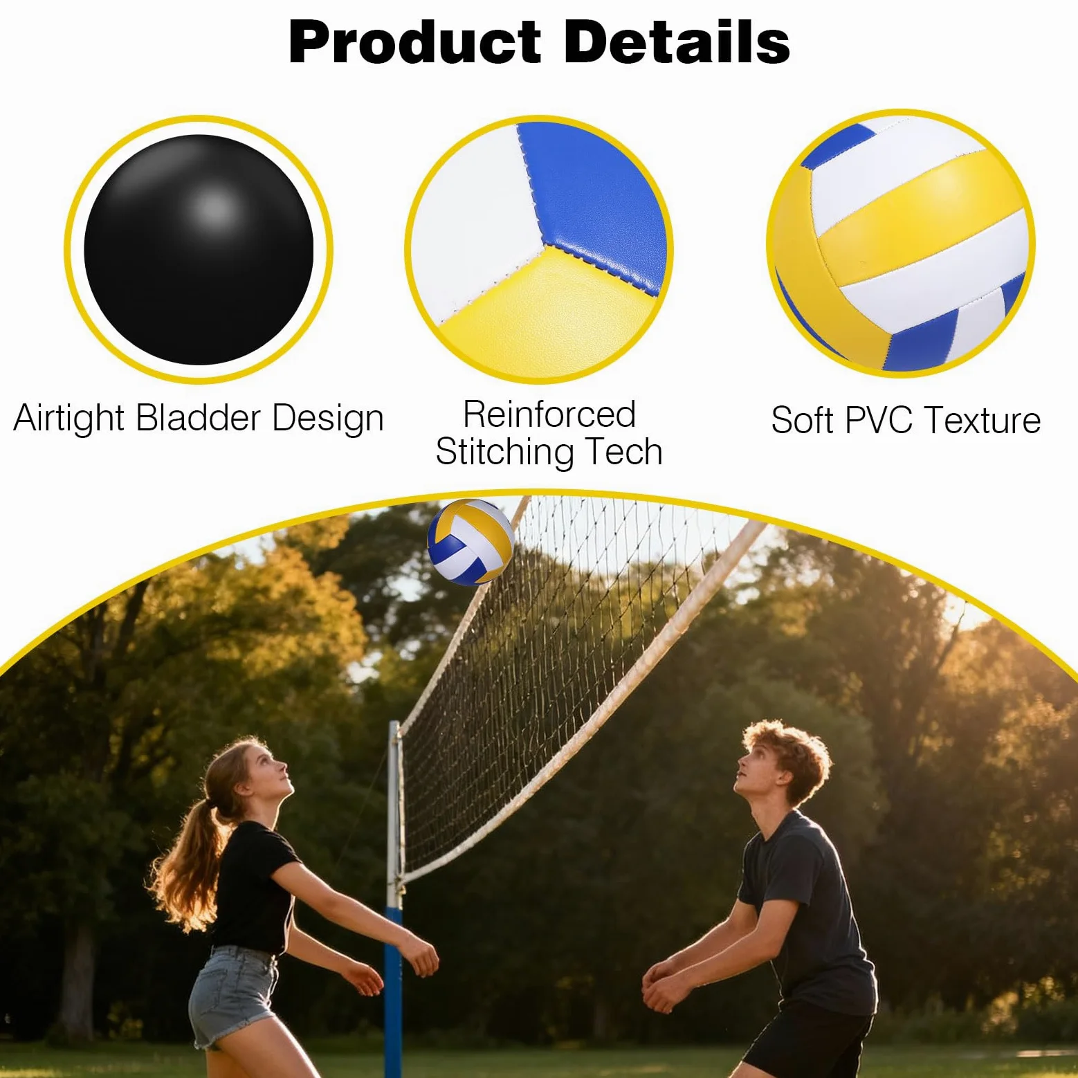 6 pelotas de voleibol tamaño oficial 5 con bomba, incluye 6 bolsas de red y agujas de inflado, pelotas de entrenamiento de PVC suave para uso en interiores y exteriores, adecuadas para