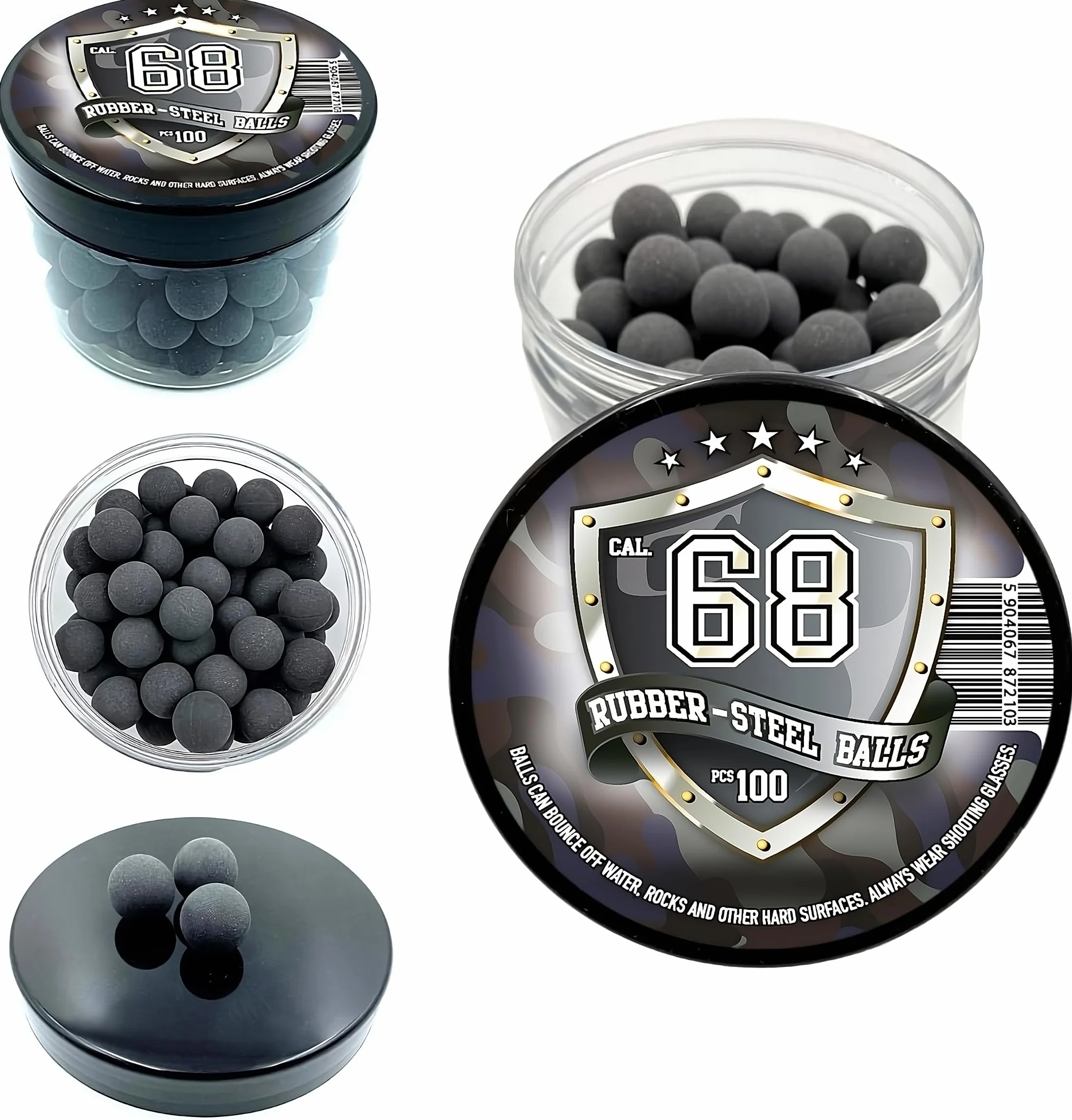 Bolas de Acero de Gomma Maciza Ram Paintball .68 Calibre Hard Paintballs 100 sztuk