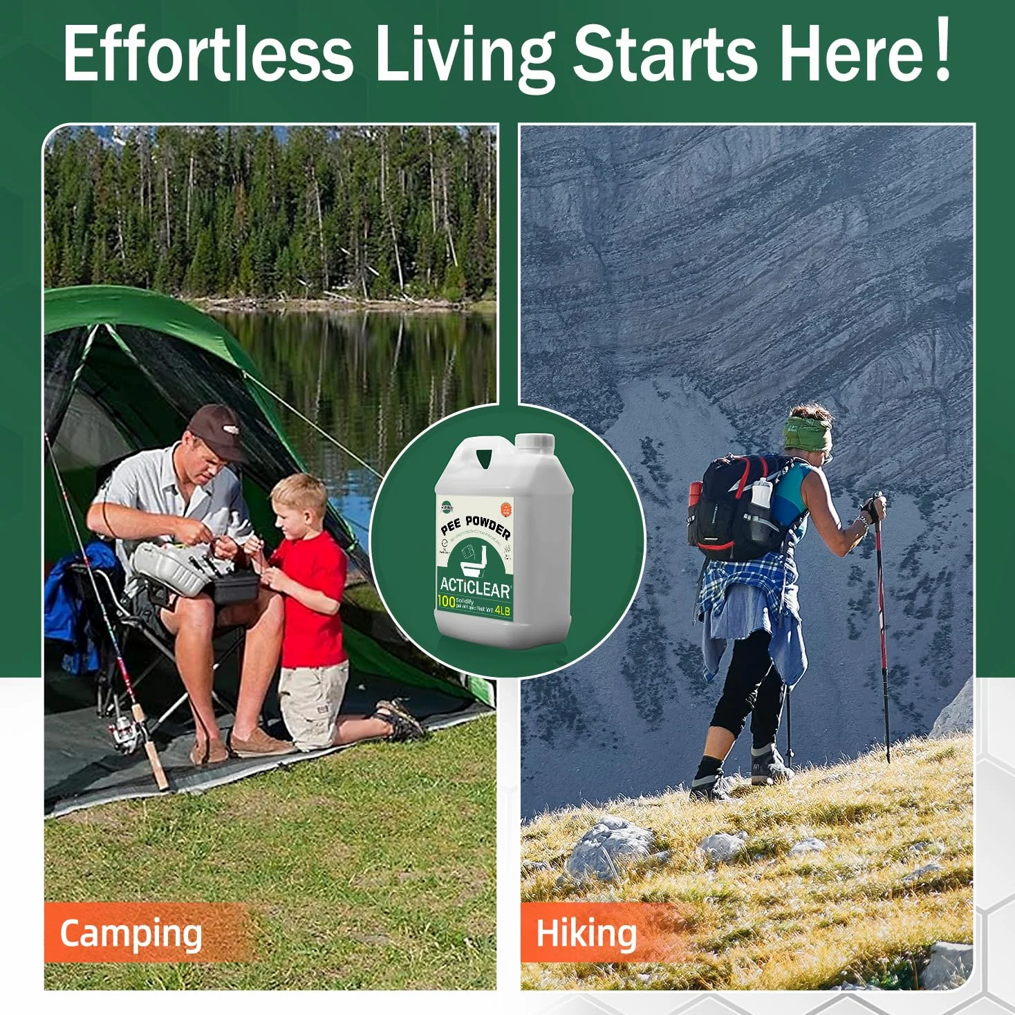 Pee Powder Gel – 2/4 libras rápida absorción en 60 segundos y neutralizador de olores para inodoros portátiles, camping y artículos esenciales al aire libre