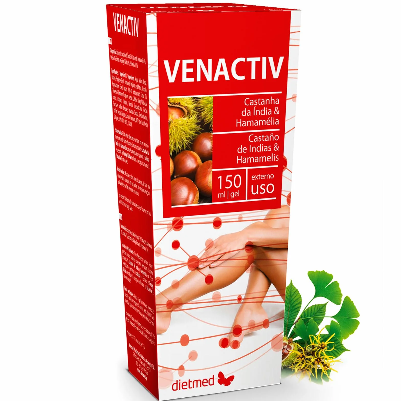 DietMed Gel Piernas Ligeras Castaño de Indias Hamamelis - 150 ml Bienestar Circulatorio con Cafeína Ginkgo Biloba Vitamina E