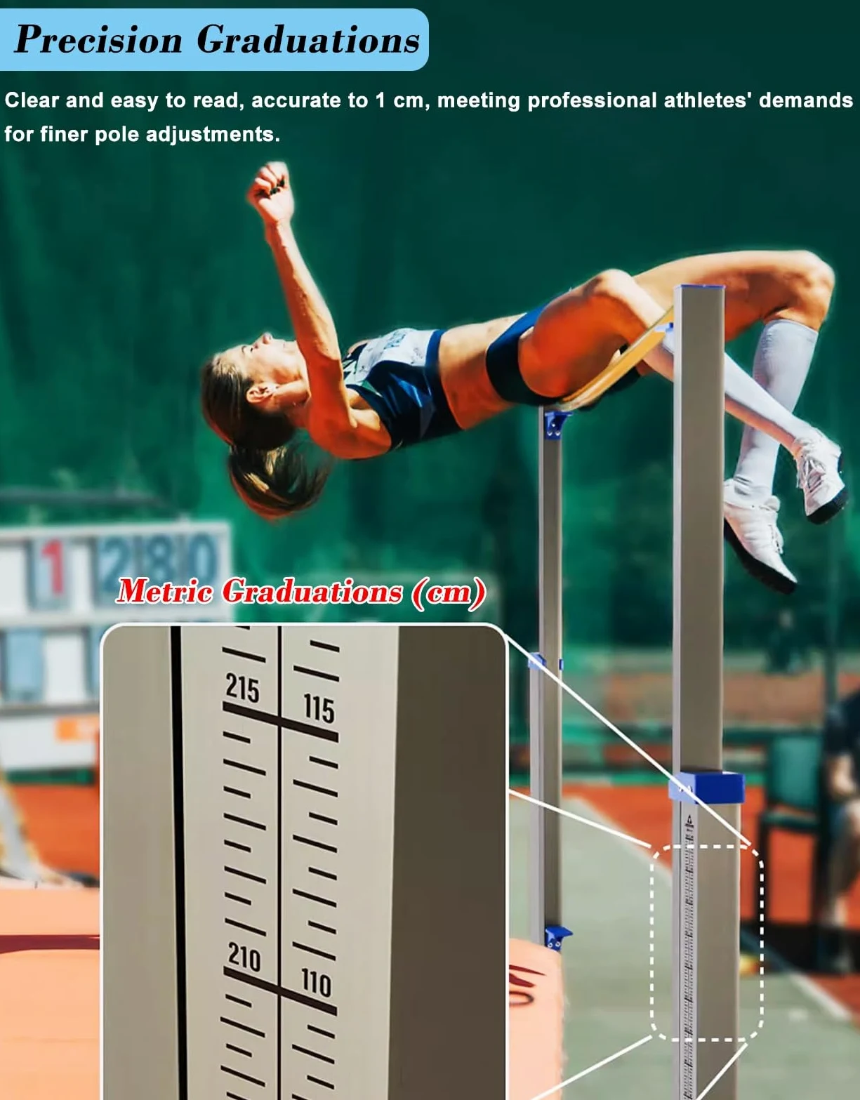 Estándares de salto alto de pista y campo para competición, probador de altura de soportes de salto alto de aluminio con múltiples soportes, equipo de entrenamiento de escuela secundaria