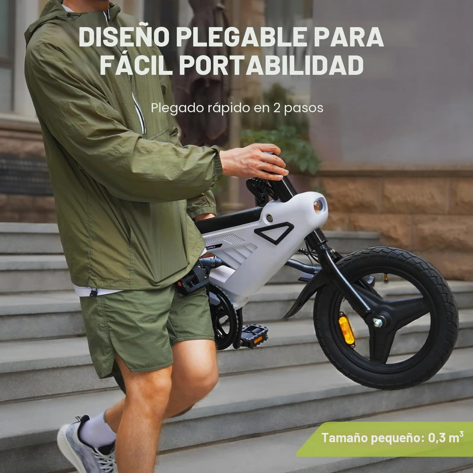 Bicicleta eléctrica Plegable de 14", E Bike 250W con Asistencia de Pedal, batería de 10,4Ah/36V, para Adolescentes y Adultos Bicicleta eléctrica de Ciudad, 3 Modos