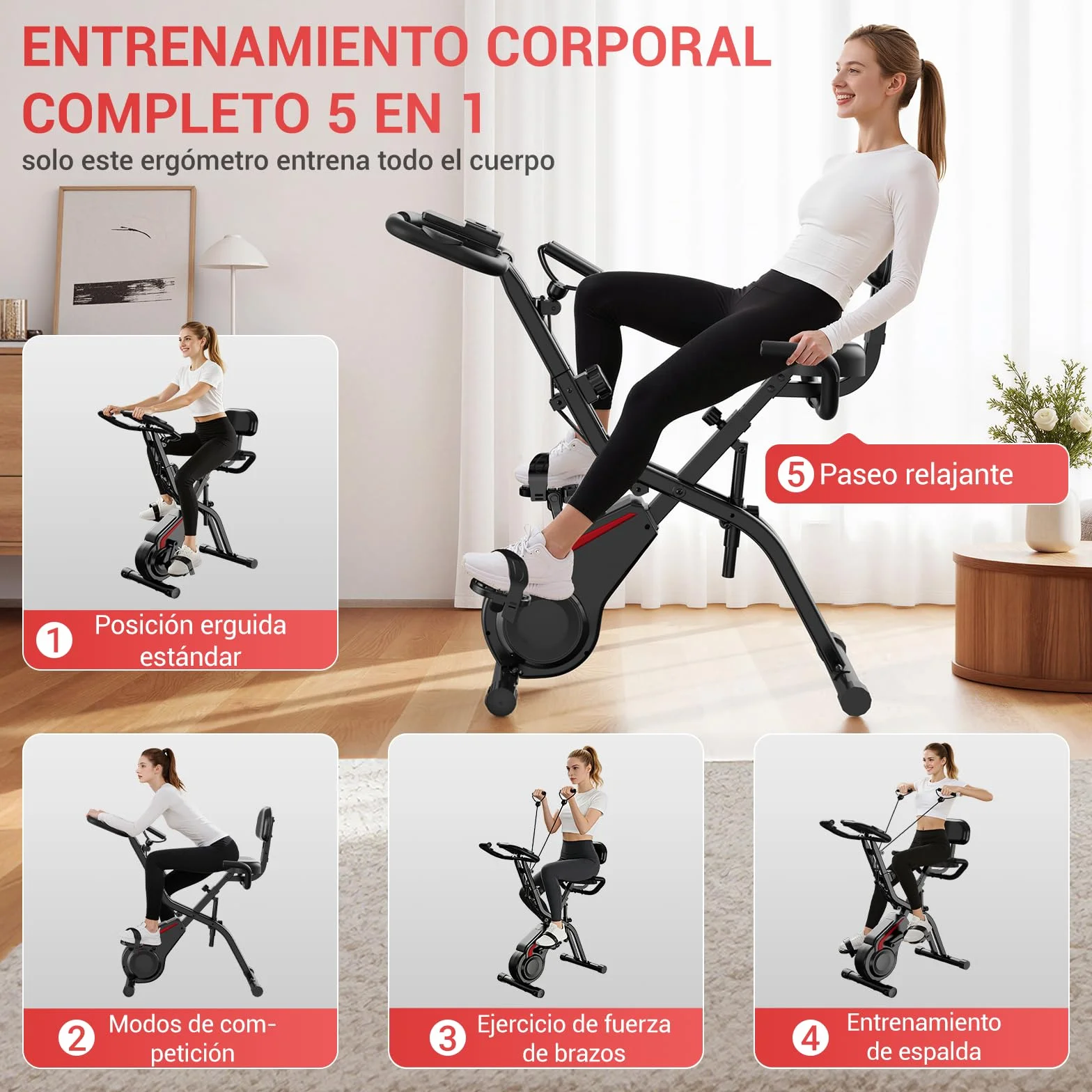 CURSOR FITNESS Bicicleta Estatica para Casa, Bicicleta Estática Silent con Resistencia Ajustable, Manillar y Sillín Ajustables, Pantalla LCD, Sillines Transpirables, para Entrenamiento Cardiovascular